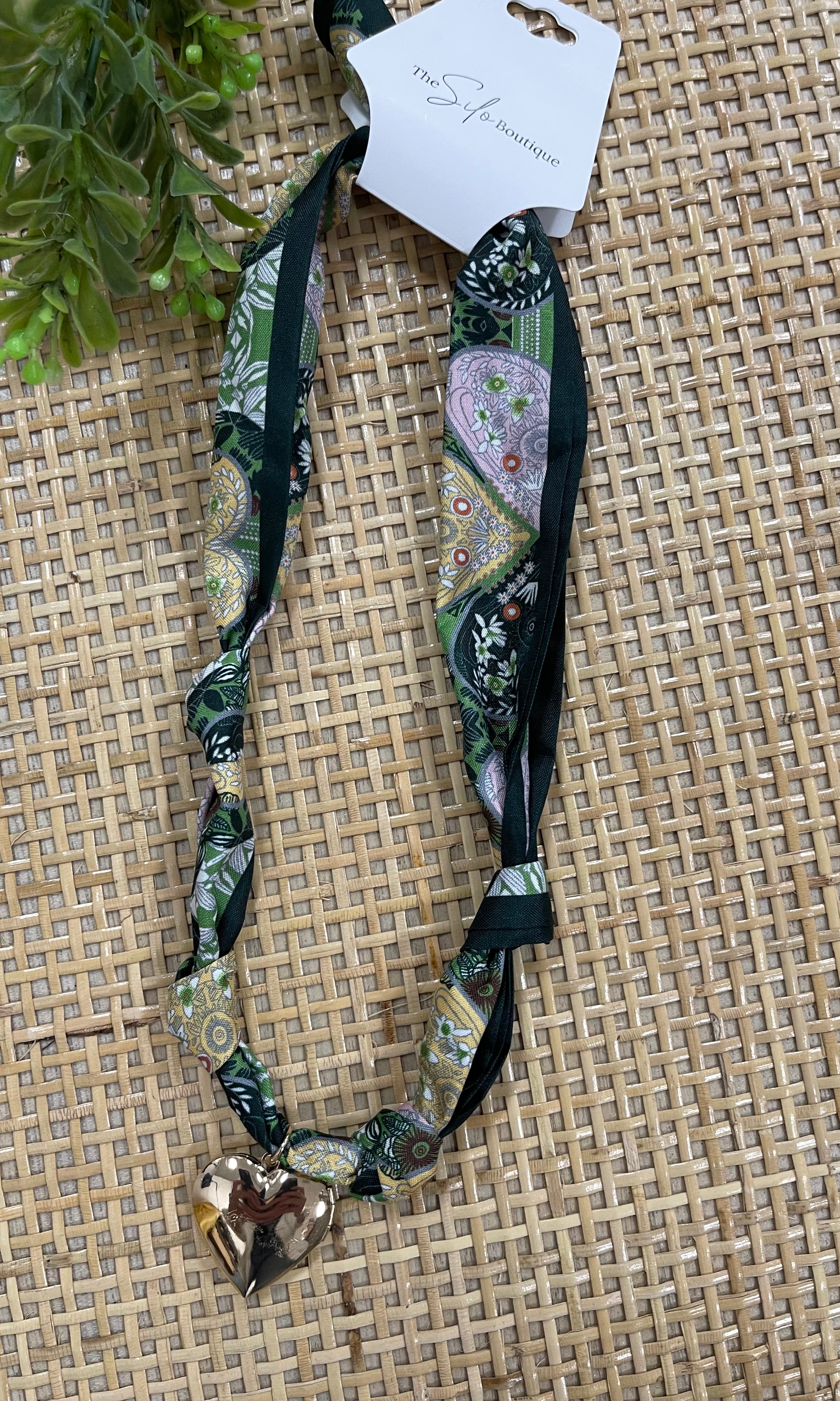 Scarf Necklace-Heart Locket-Final Sale-Necklaces-joss-The Silo Boutique, Women's Fashion Boutique Located in Warren and Grand Forks North Dakota