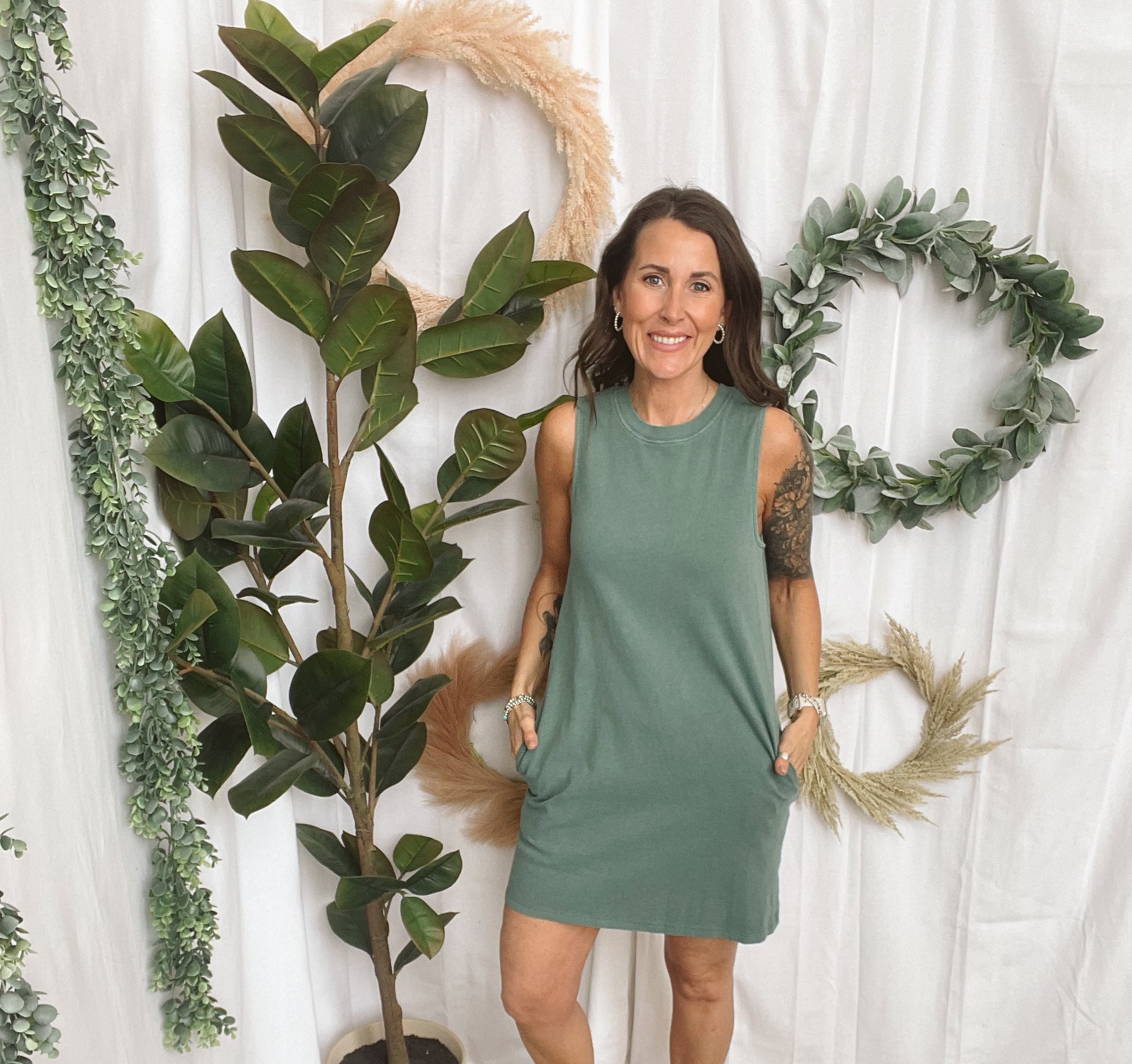 Hailey Mineral Wash Tank Dress-Dark Teal-Dresses-hyfve-The Silo Boutique, Women's Fashion Boutique Located in Warren and Grand Forks North Dakota