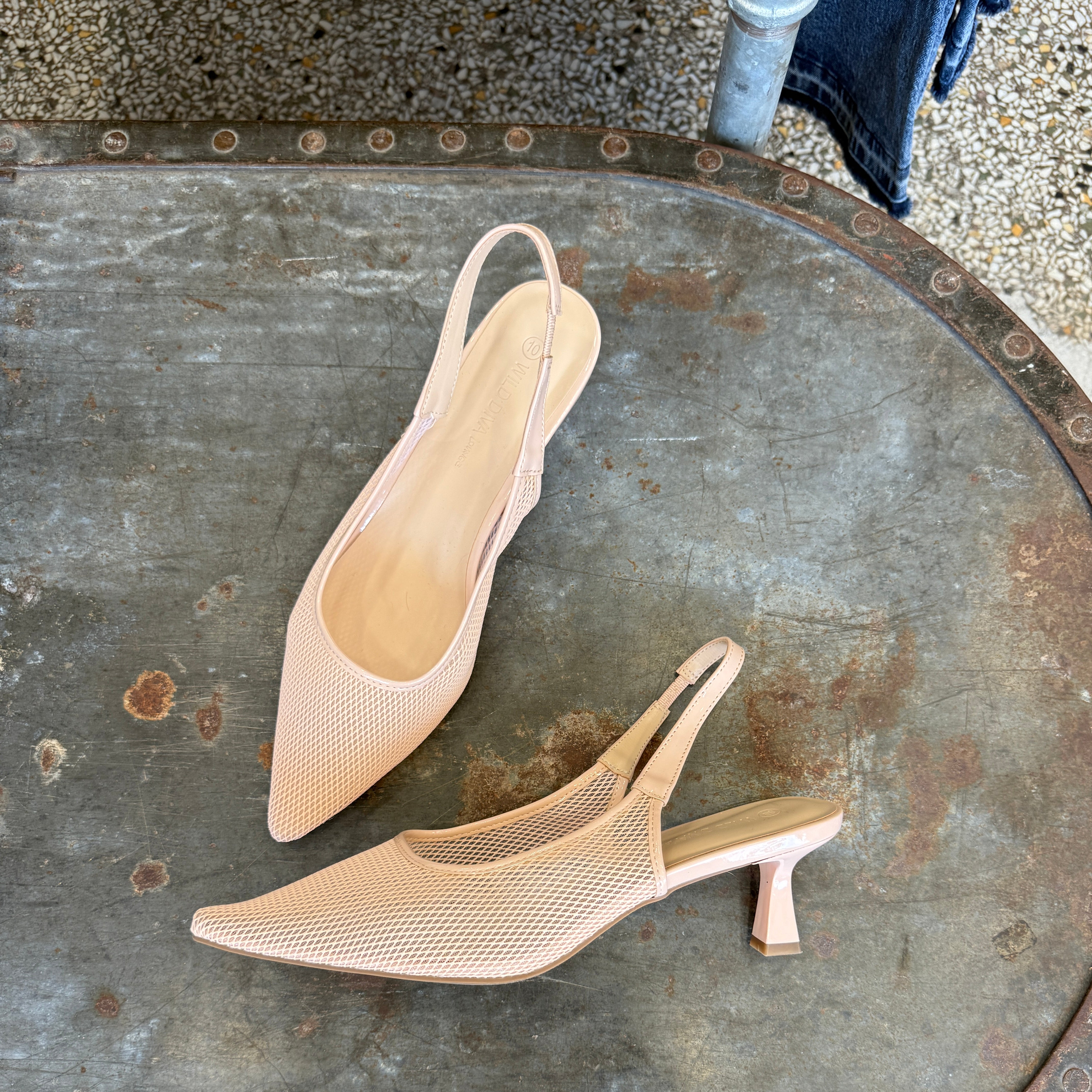 Nude Mesh Kitten Heel-Heels-ccocci-The Silo Boutique, Women's Fashion Boutique Located in Warren and Grand Forks North Dakota