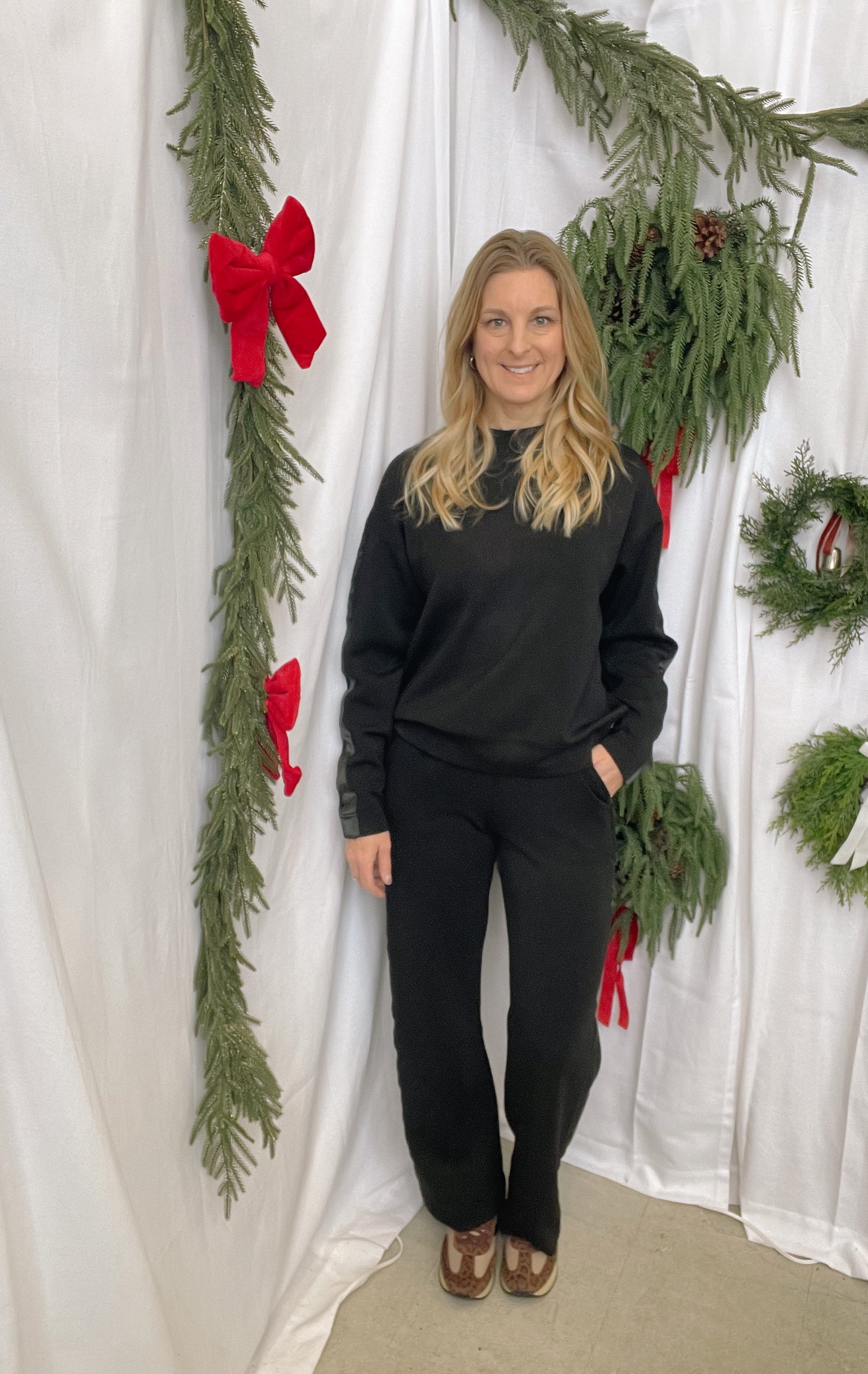 Black Scuba Satin Sweatpants-sweatpants-rae mode-The Silo Boutique, Women's Fashion Boutique Located in Warren and Grand Forks North Dakota