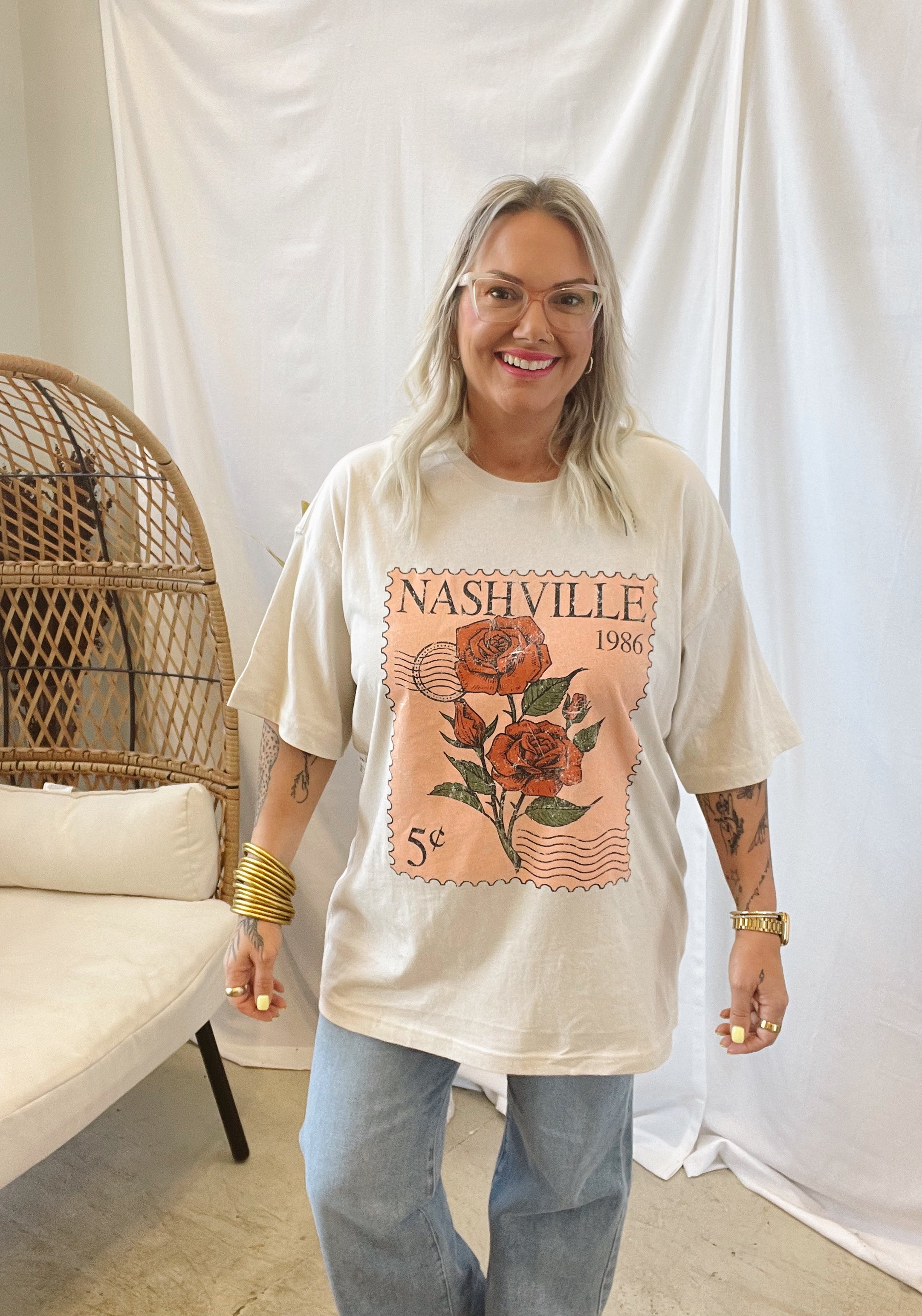 Nashville Postage Stamp Graphic Tee-Final Sale-Graphic Tees-zutter-The Silo Boutique, Women's Fashion Boutique Located in Warren and Grand Forks North Dakota