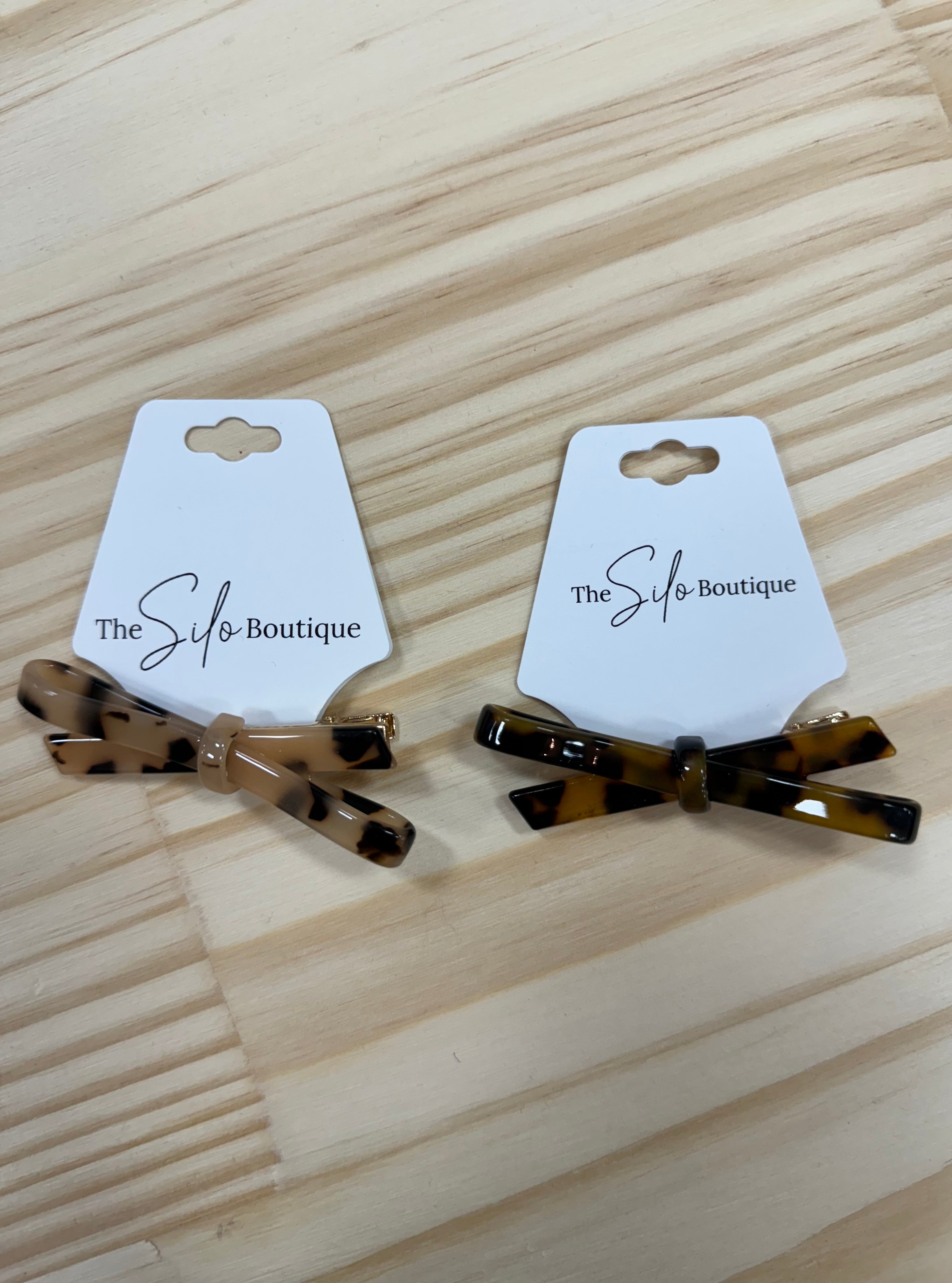 Acetate Hair Pin Bow Clip-Hair Accessories-wall to wall-The Silo Boutique, Women's Fashion Boutique Located in Warren and Grand Forks North Dakota