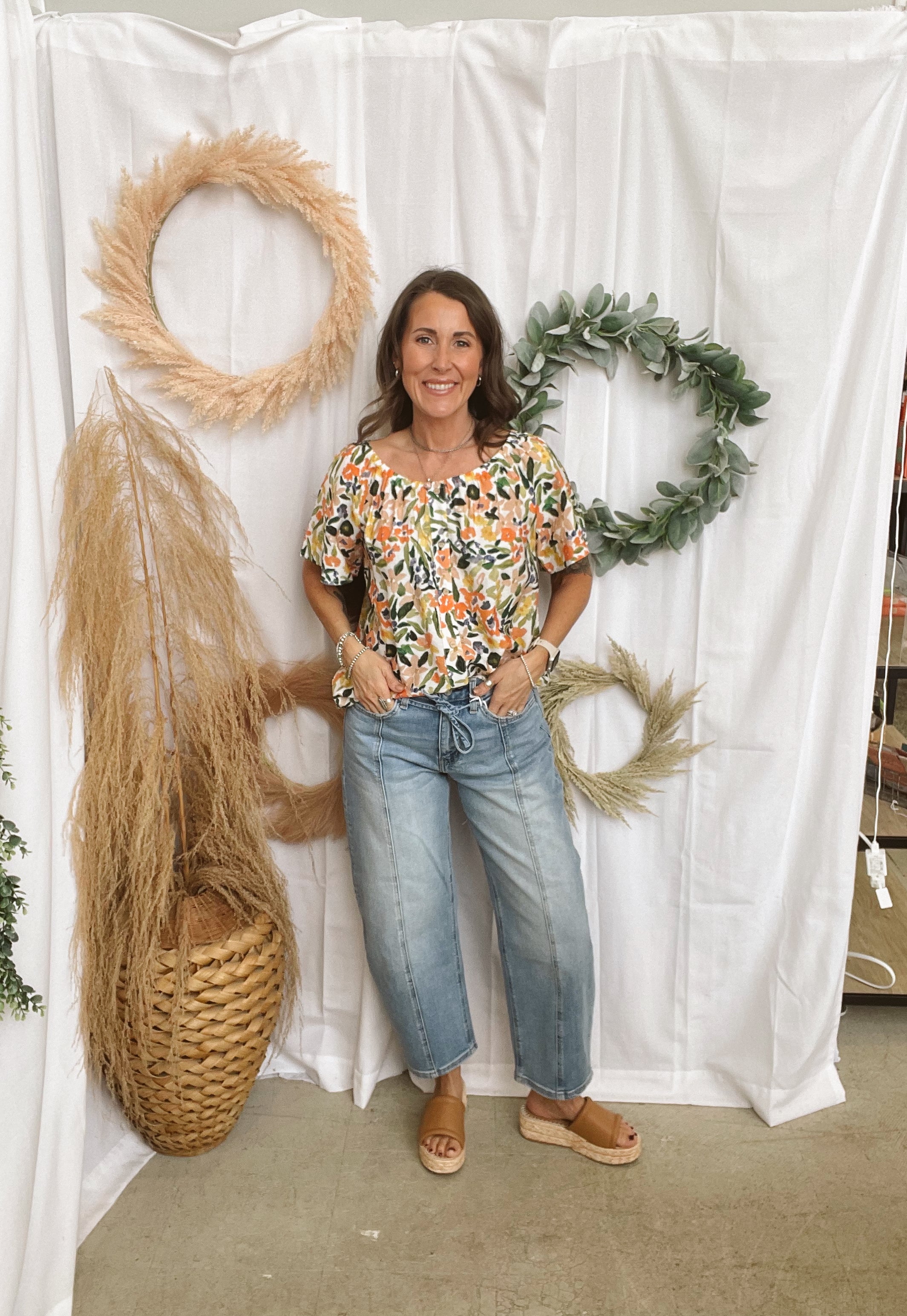 Flutter Sleeve Floral Top-Short Sleeve Tops-staccato-The Silo Boutique, Women's Fashion Boutique Located in Warren and Grand Forks North Dakota