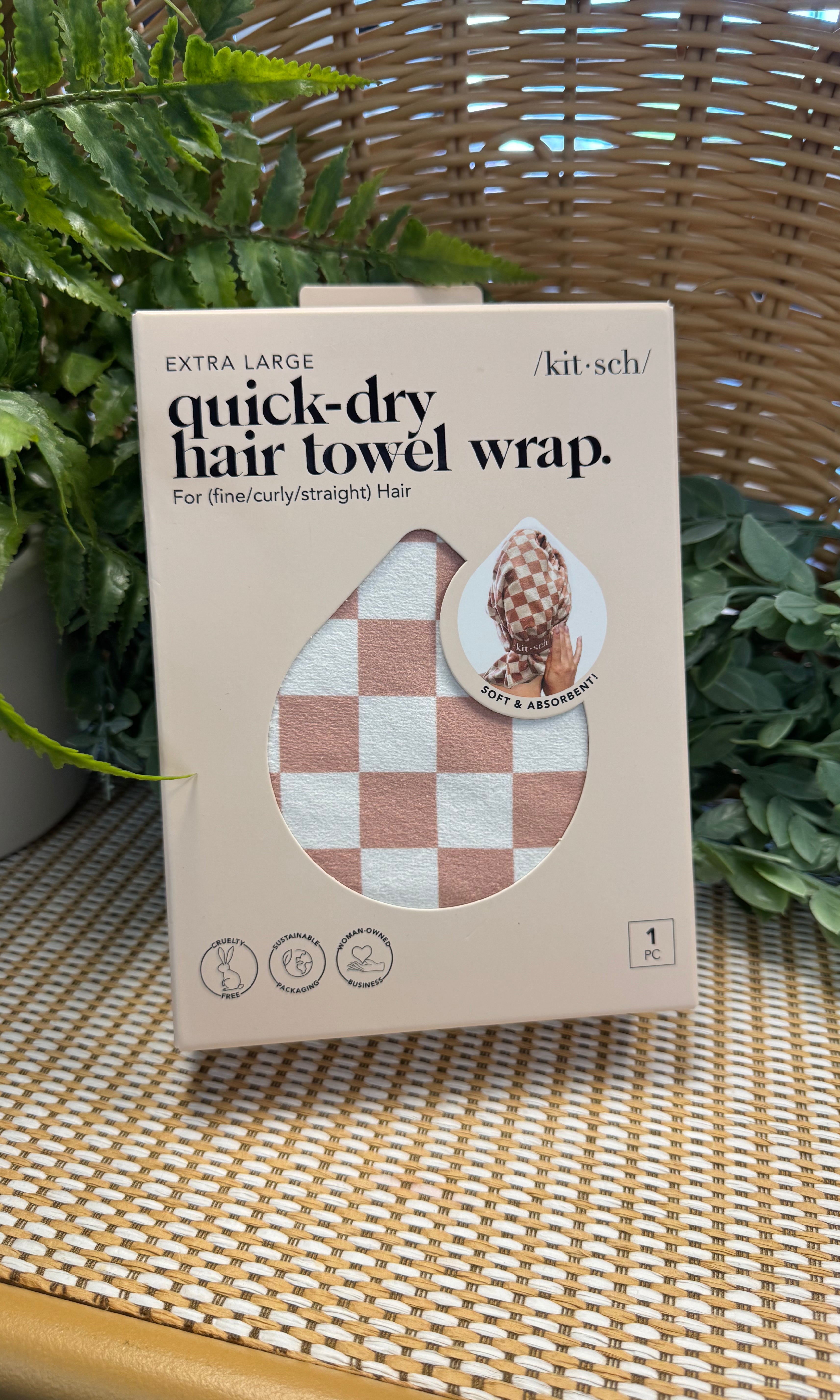 Kitsch XL Quick-Dry Hair Towel-Checker-Hair Accessories-kitsch-The Silo Boutique, Women's Fashion Boutique Located in Warren and Grand Forks North Dakota