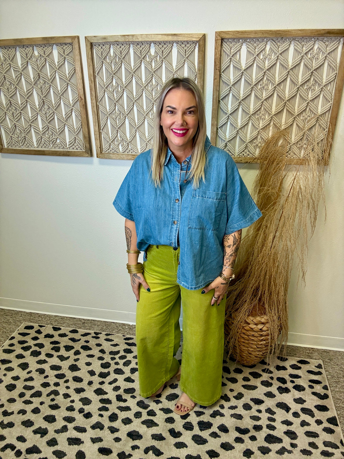Celia Denim Short Sleeve Top-Short Sleeve Tops-twentyfourth-The Silo Boutique, Women's Fashion Boutique Located in Warren and Grand Forks North Dakota