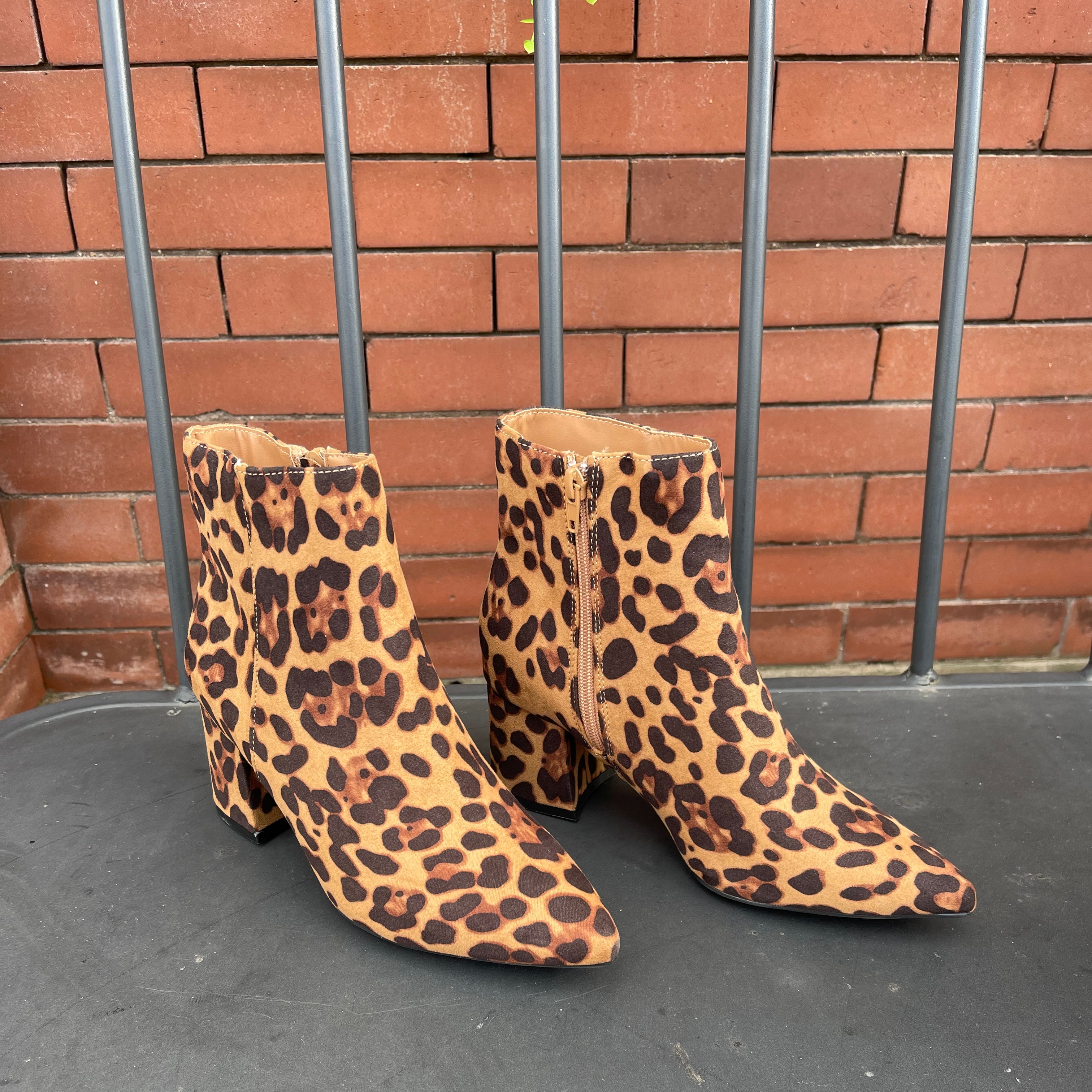 Bamboo Mode Leopard Bootie-Boots-bamboo-The Silo Boutique, Women's Fashion Boutique Located in Warren and Grand Forks North Dakota