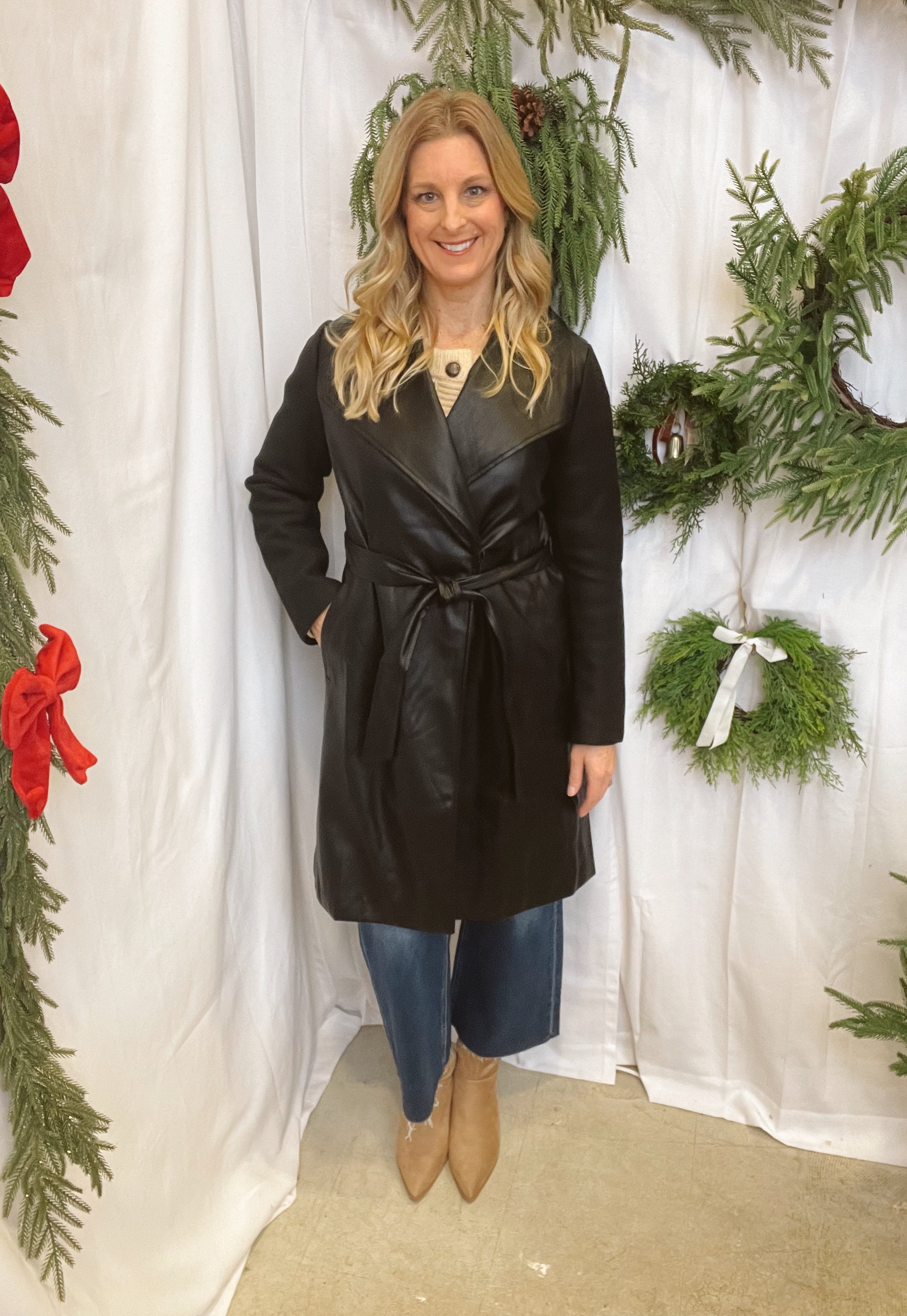 Hem and Thread Black Trench Coat-Coats & Jackets-hem and thread-The Silo Boutique, Women's Fashion Boutique Located in Warren and Grand Forks North Dakota
