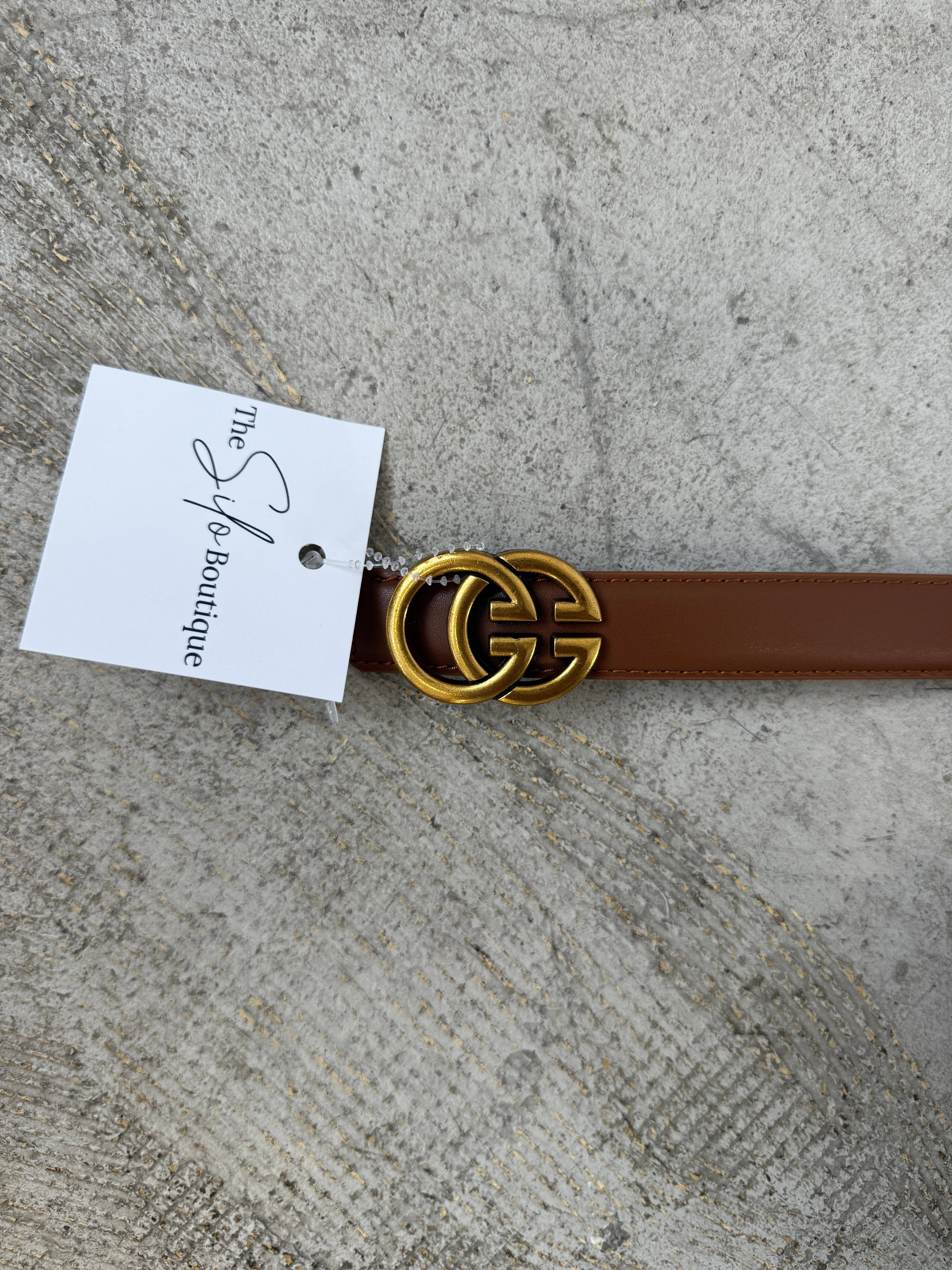 Dual Golden Belt-Brown-Belts-Leto-The Silo Boutique, Women's Fashion Boutique Located in Warren and Grand Forks North Dakota