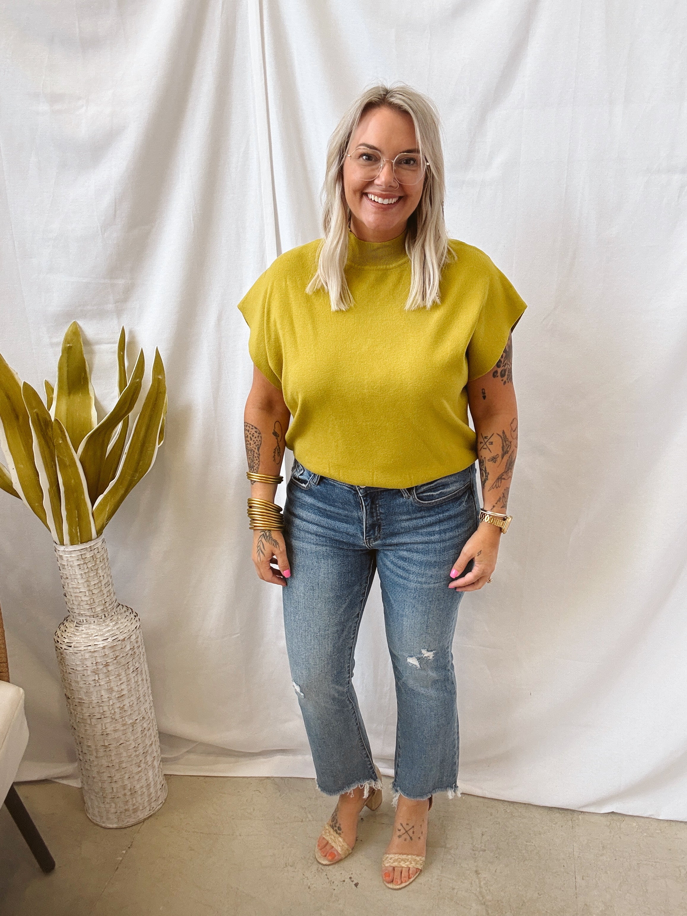 Pistachio Mock Short Sleeve Sweater Top-Short Sleeve Tops-eesome-The Silo Boutique, Women's Fashion Boutique Located in Warren and Grand Forks North Dakota