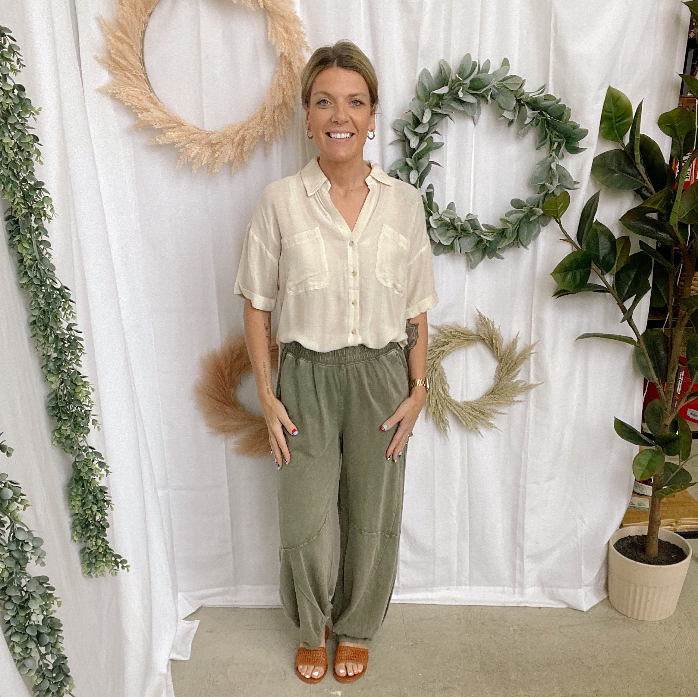 Rae Terry Butter Jogger Pants-Olive-Pants-rae mode-The Silo Boutique, Women's Fashion Boutique Located in Warren and Grand Forks North Dakota