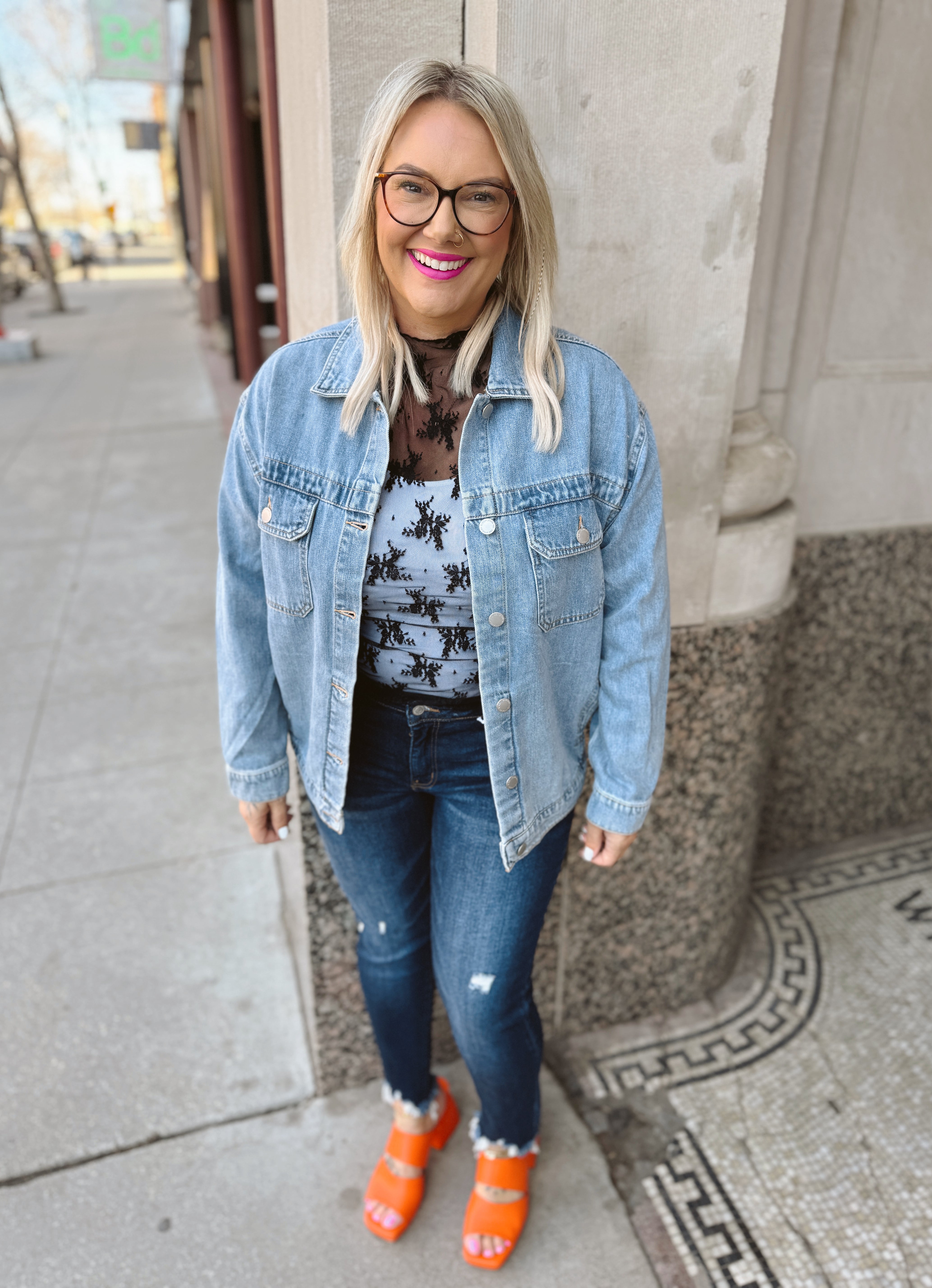 Risen Light Wash Oversized Denim Jacket-Coats & Jackets-risen-The Silo Boutique, Women's Fashion Boutique Located in Warren and Grand Forks North Dakota