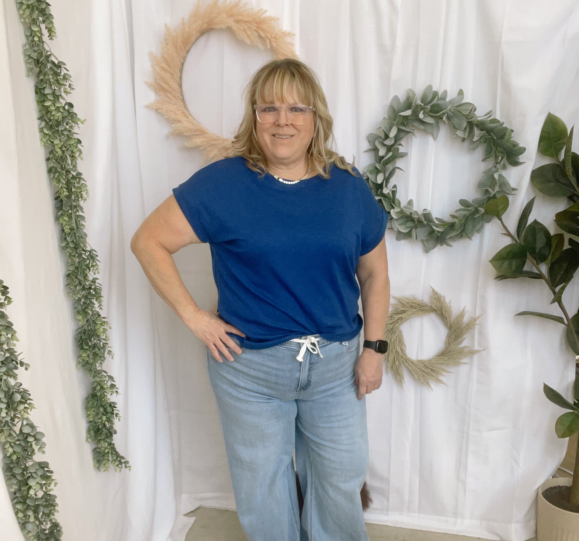 Kelly Slub Rolled Sleeve Tee-Short Sleeve Tops-Zenana-The Silo Boutique, Women's Fashion Boutique Located in Warren and Grand Forks North Dakota