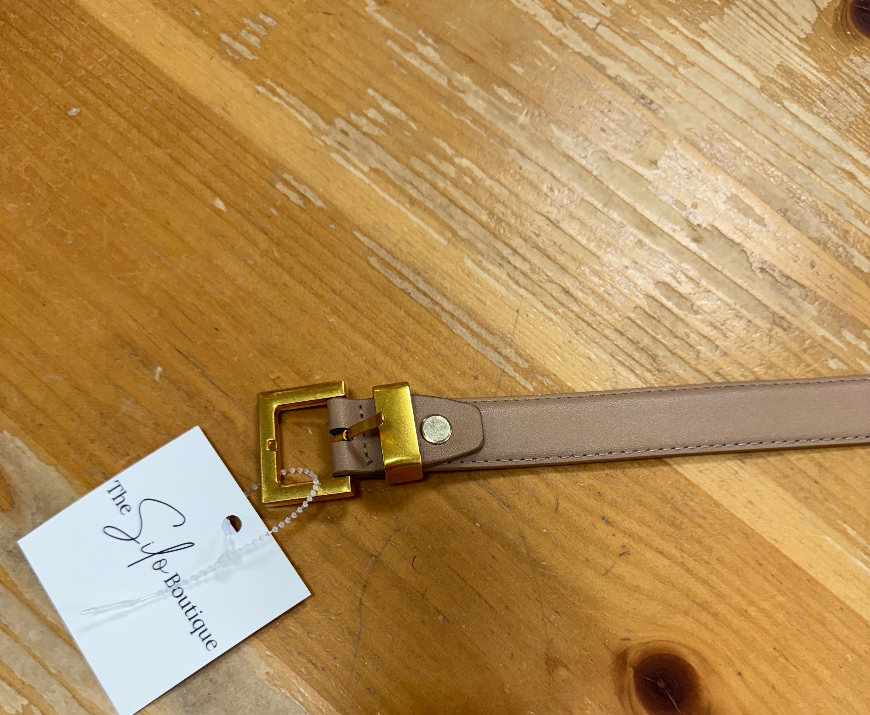 Tan Square Leather Belt-Belts-Fame-The Silo Boutique, Women's Fashion Boutique Located in Warren and Grand Forks North Dakota