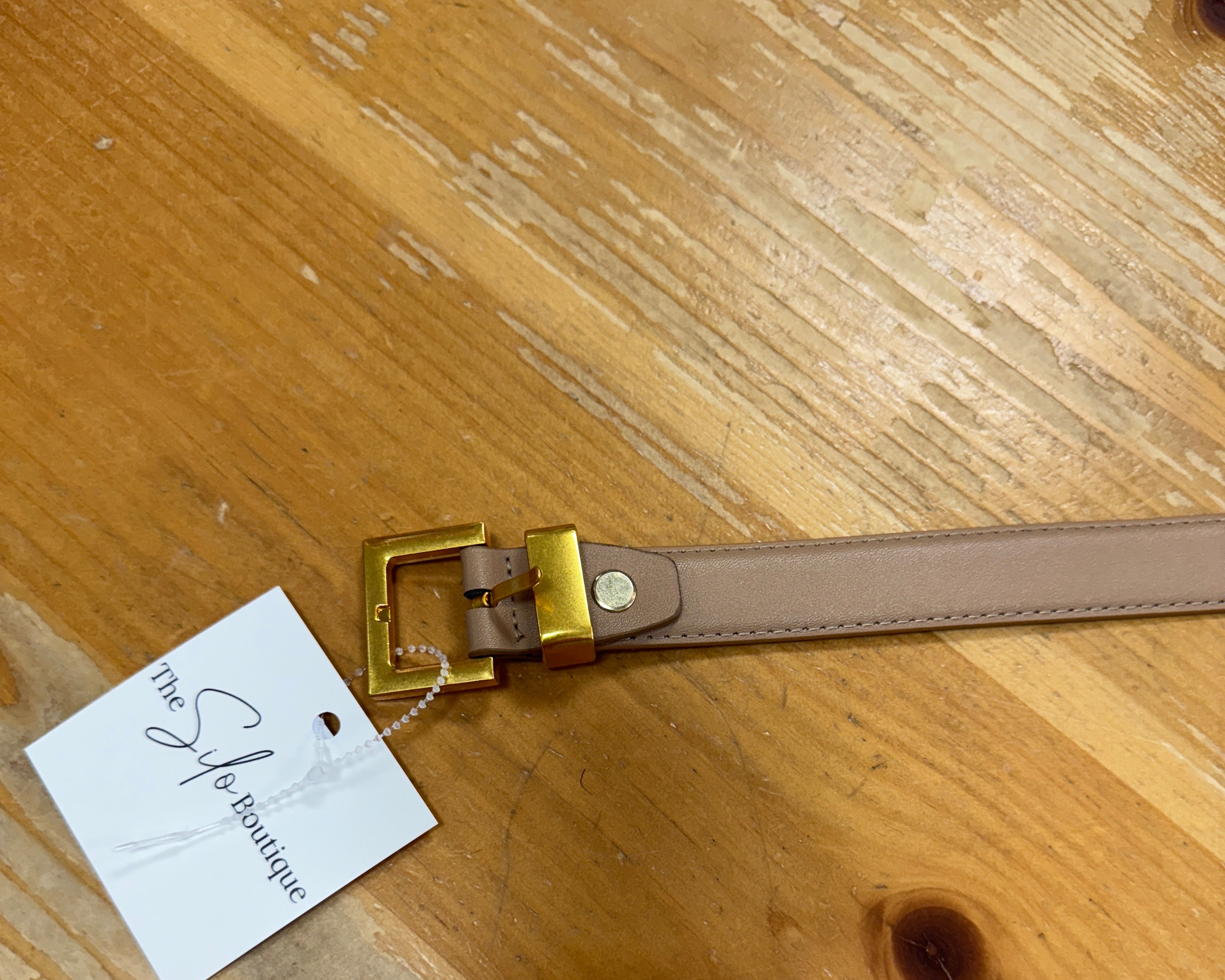 Tan Square Leather Belt-Belts-Fame-The Silo Boutique, Women's Fashion Boutique Located in Warren and Grand Forks North Dakota