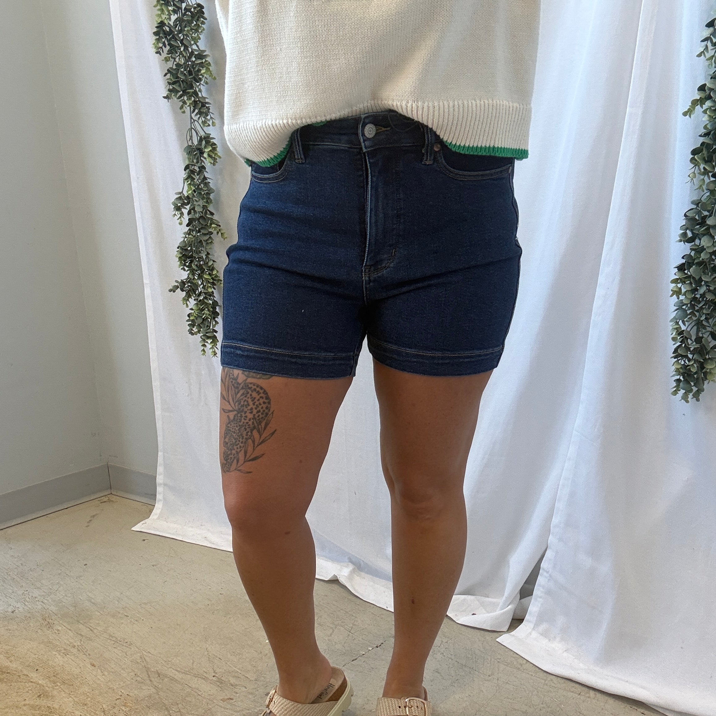 Judy Blue Dark Denim Shorts-Final sale-Shorts-judy blue-The Silo Boutique, Women's Fashion Boutique Located in Warren and Grand Forks North Dakota