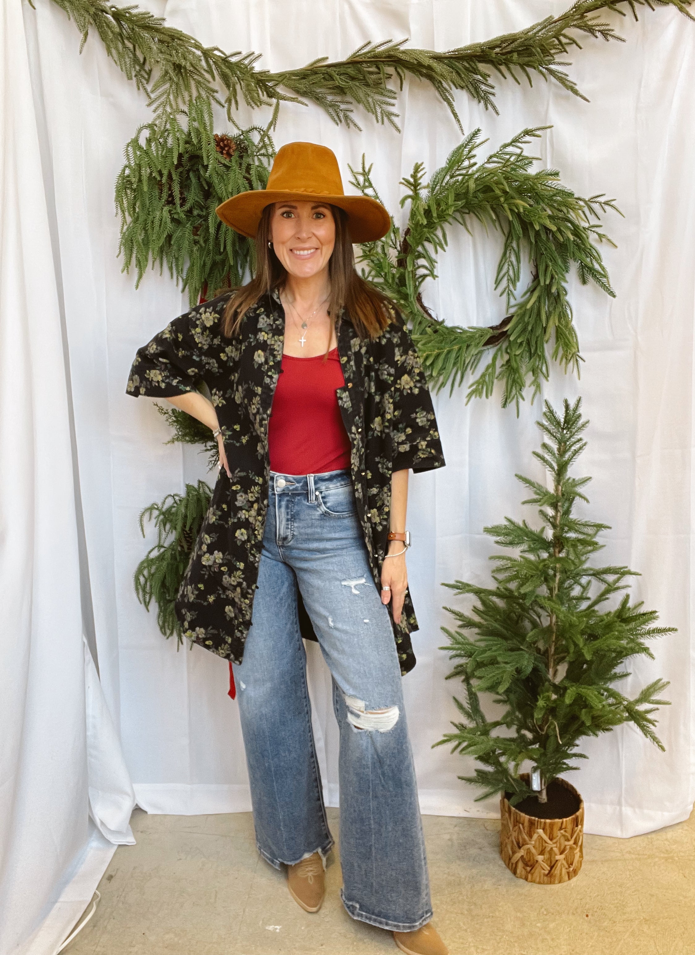 Black Floral Button Up Shirt Dress-Dresses-entro-The Silo Boutique, Women's Fashion Boutique Located in Warren and Grand Forks North Dakota