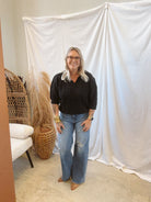 Cable Collared V Neck Sweater-Black-Sweaters-oddi-The Silo Boutique, Women's Fashion Boutique Located in Warren and Grand Forks North Dakota