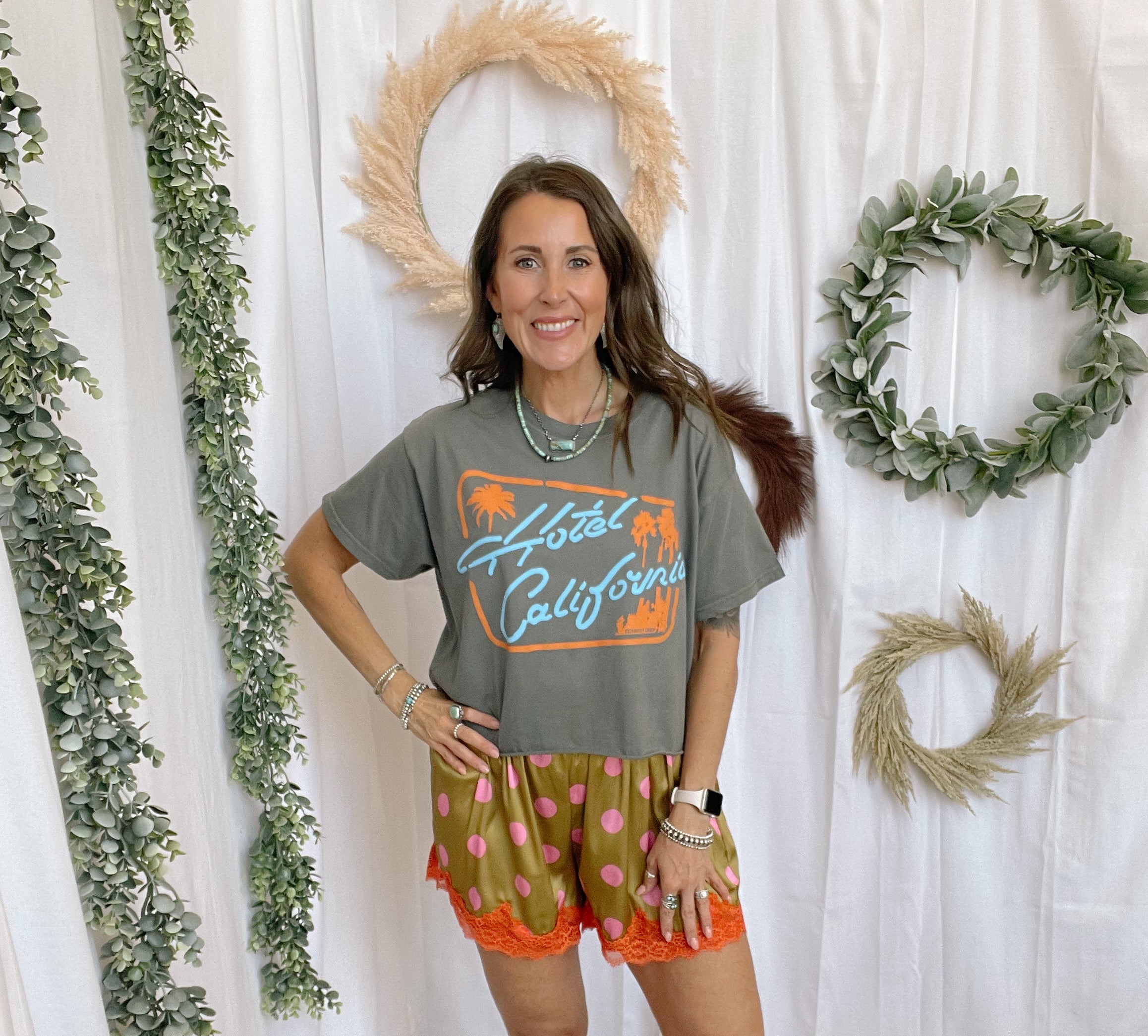 Pretty Mess Lace Shorties-sweatpants-burnt toast-The Silo Boutique, Women's Fashion Boutique Located in Warren and Grand Forks North Dakota