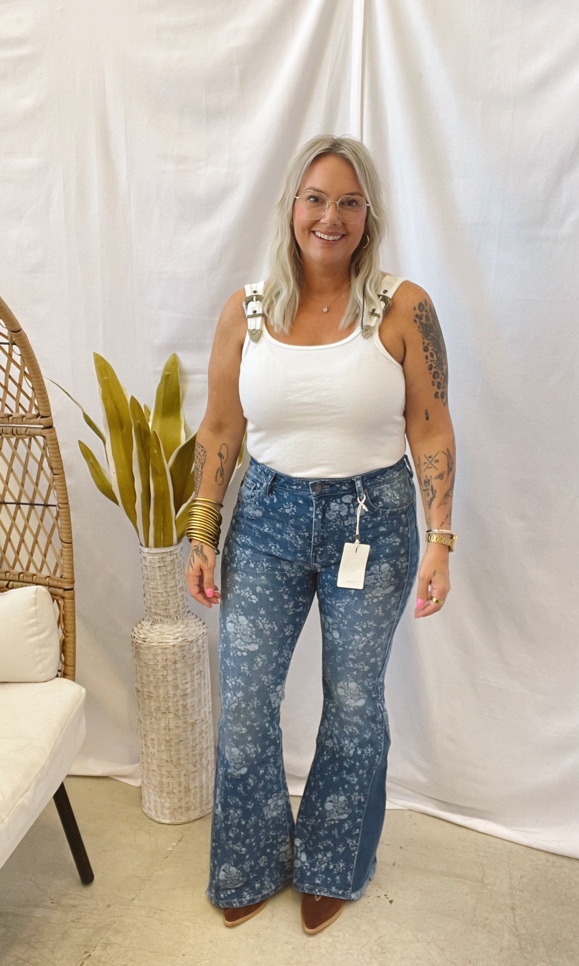 Ribbed Buckle Tank Top Bodysuit-White-Tank Tops-blue B-The Silo Boutique, Women's Fashion Boutique Located in Warren and Grand Forks North Dakota