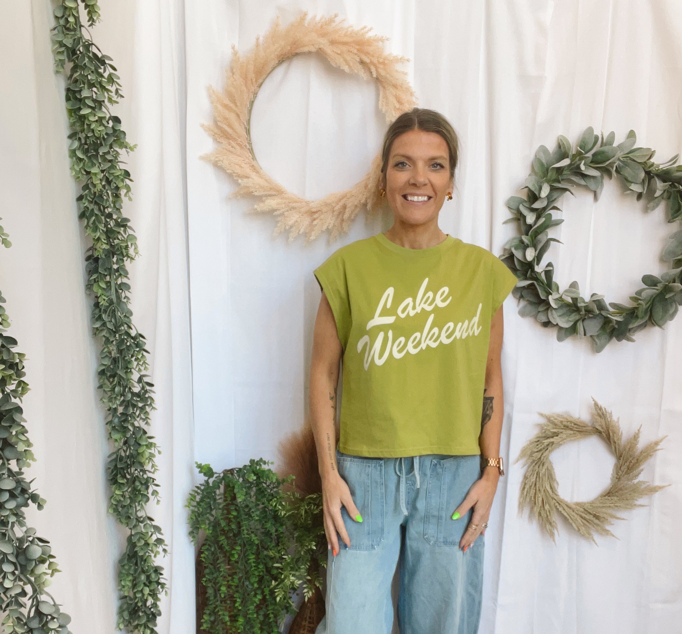 Lime Lake Weekend Tank-Tank Tops-blakley-The Silo Boutique, Women's Fashion Boutique Located in Warren and Grand Forks North Dakota