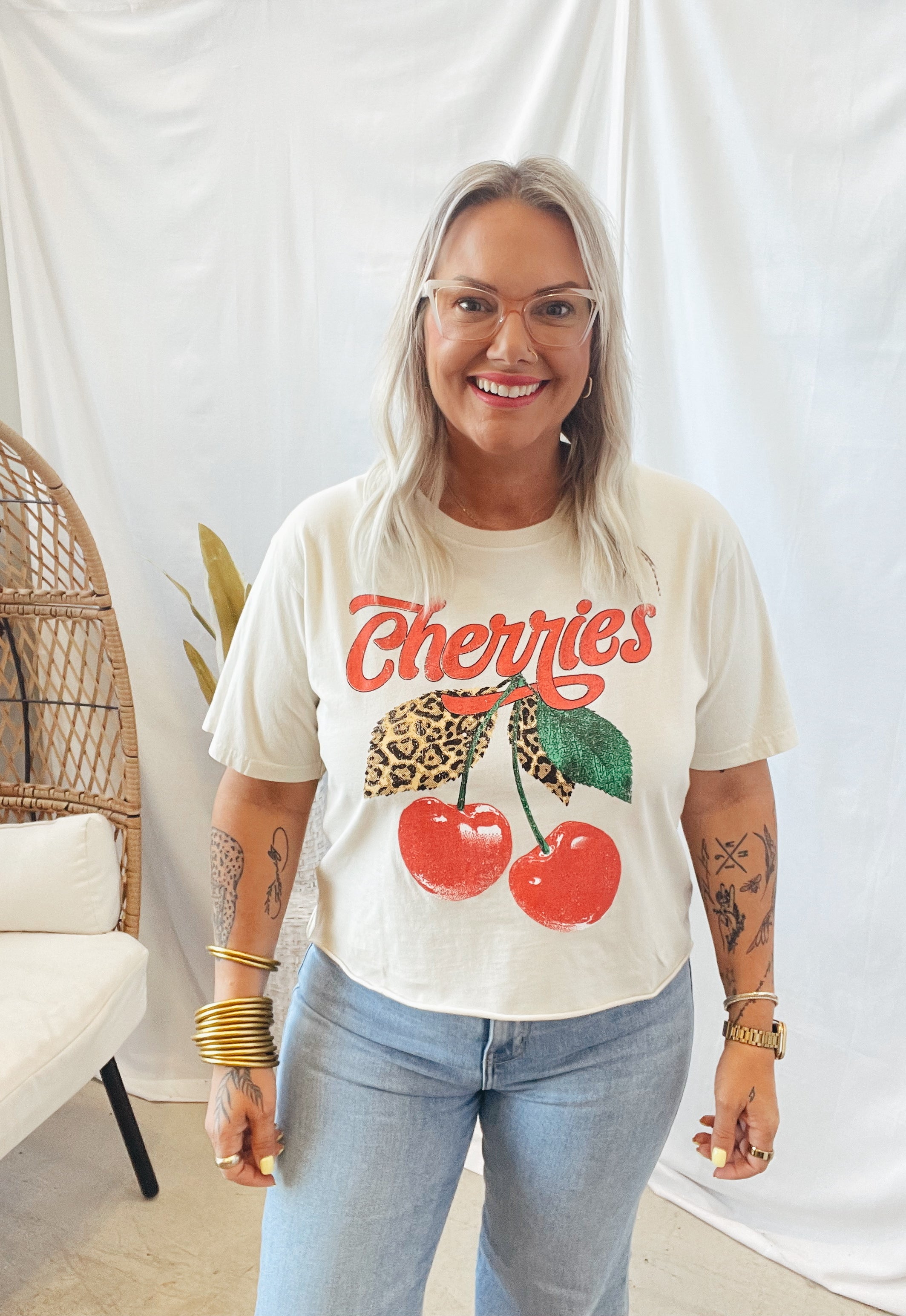 Cherries Graphic Tee-Graphic Tees-zutter-The Silo Boutique, Women's Fashion Boutique Located in Warren and Grand Forks North Dakota