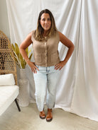 Hazelnut Button Sweater Vest-Vests-be cool-The Silo Boutique, Women's Fashion Boutique Located in Warren and Grand Forks North Dakota