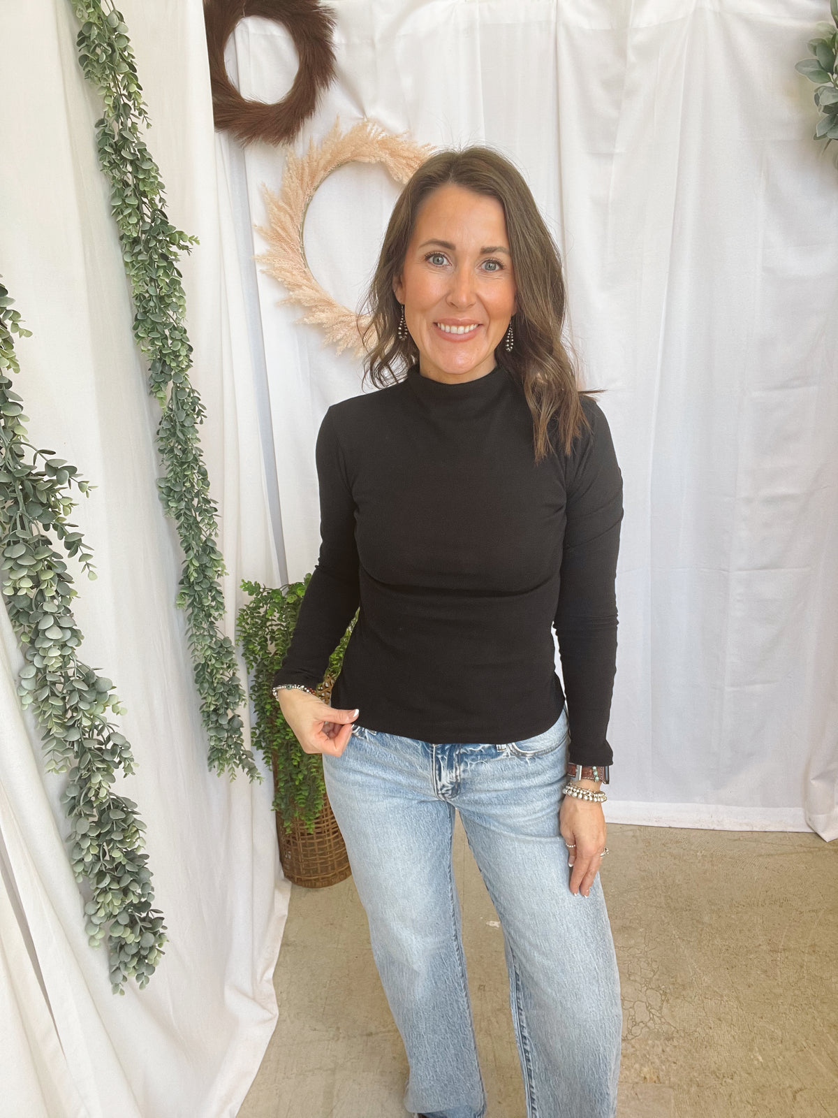 Amy Mock Neck Top-Black-Long Sleeve Tops-hyfve-The Silo Boutique, Women's Fashion Boutique Located in Warren and Grand Forks North Dakota