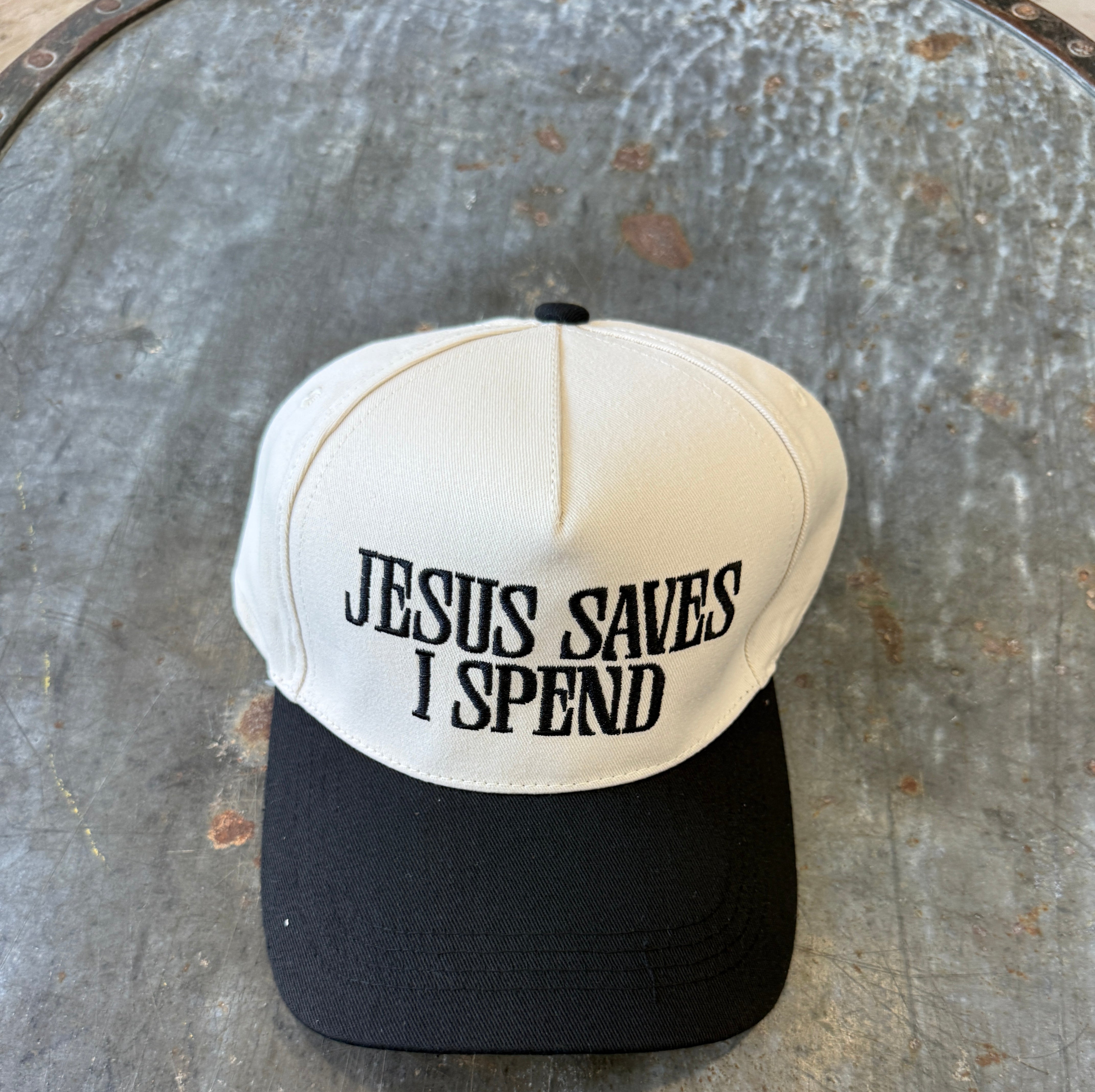 Jesus Saves I Spend Hat-Hats-Zenana-The Silo Boutique, Women's Fashion Boutique Located in Warren and Grand Forks North Dakota