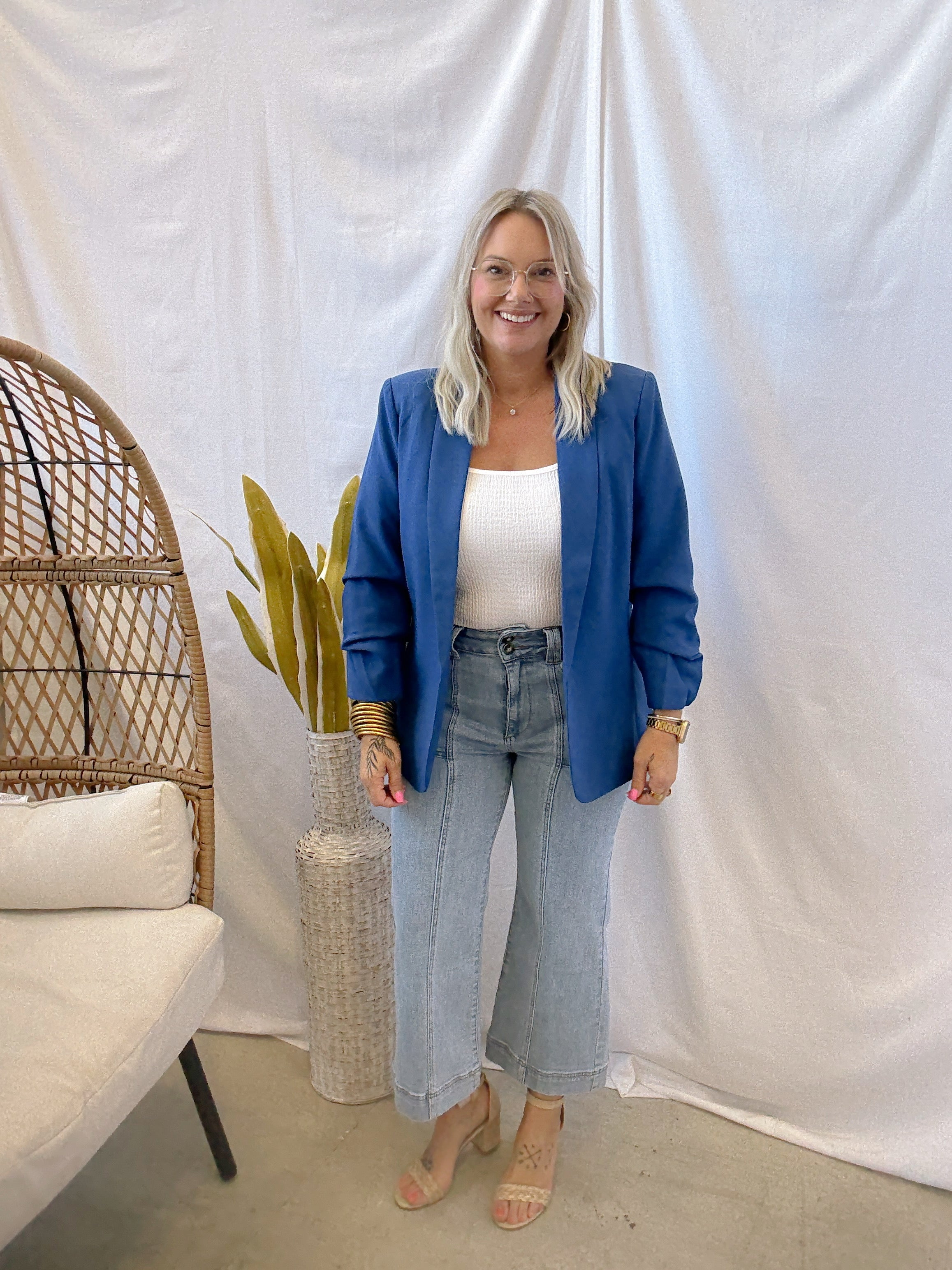 Classic Royal Blazer-Blazers-eesome-The Silo Boutique, Women's Fashion Boutique Located in Warren and Grand Forks North Dakota