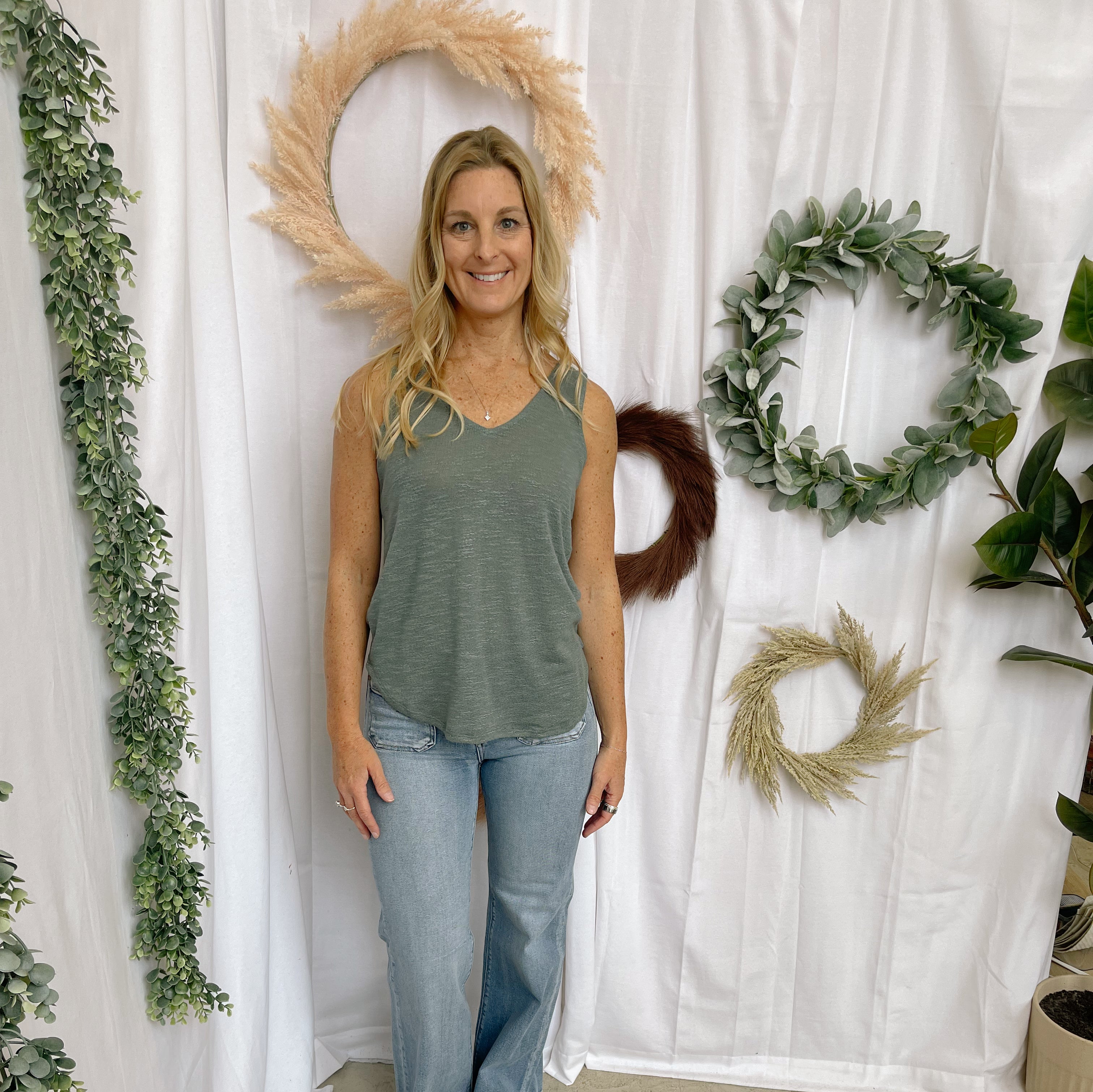 Mel V Neck Slub Tank Top-Jade-Tank Tops-Zenana-The Silo Boutique, Women's Fashion Boutique Located in Warren and Grand Forks North Dakota