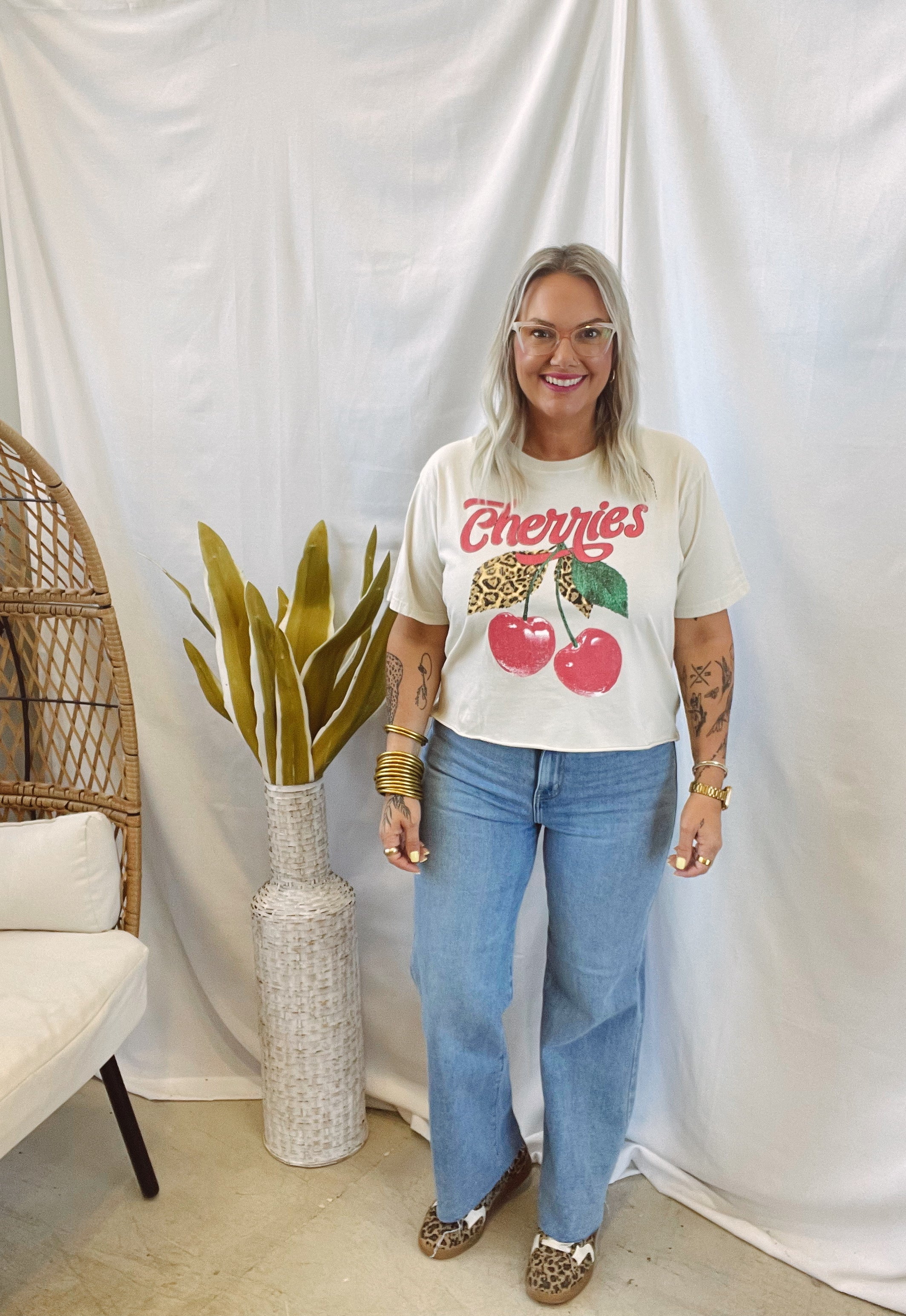 Cherries Graphic Tee-Graphic Tees-zutter-The Silo Boutique, Women's Fashion Boutique Located in Warren and Grand Forks North Dakota
