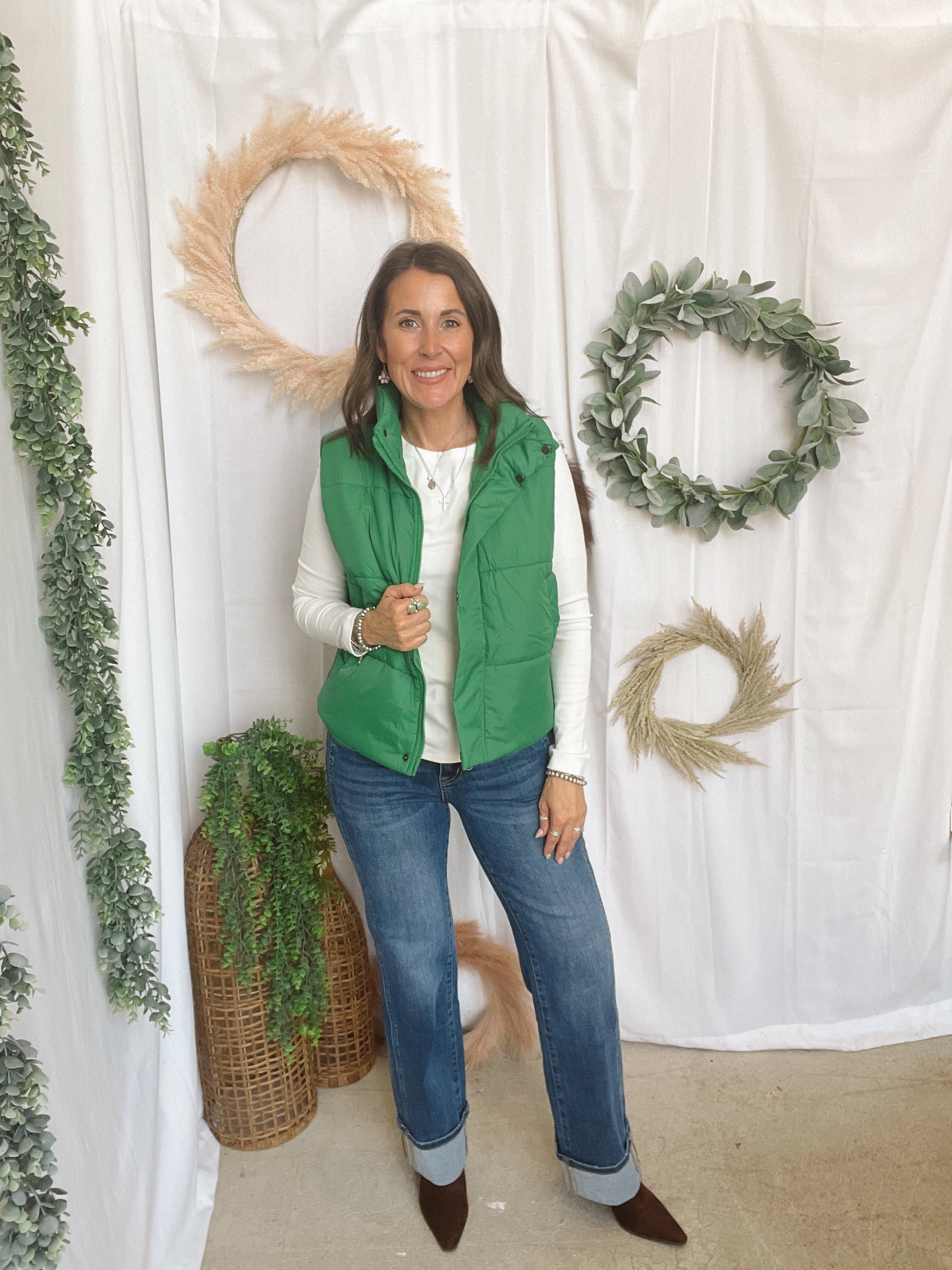 Panache Kelly Vest-Green-Vests-panache-The Silo Boutique, Women's Fashion Boutique Located in Warren and Grand Forks North Dakota