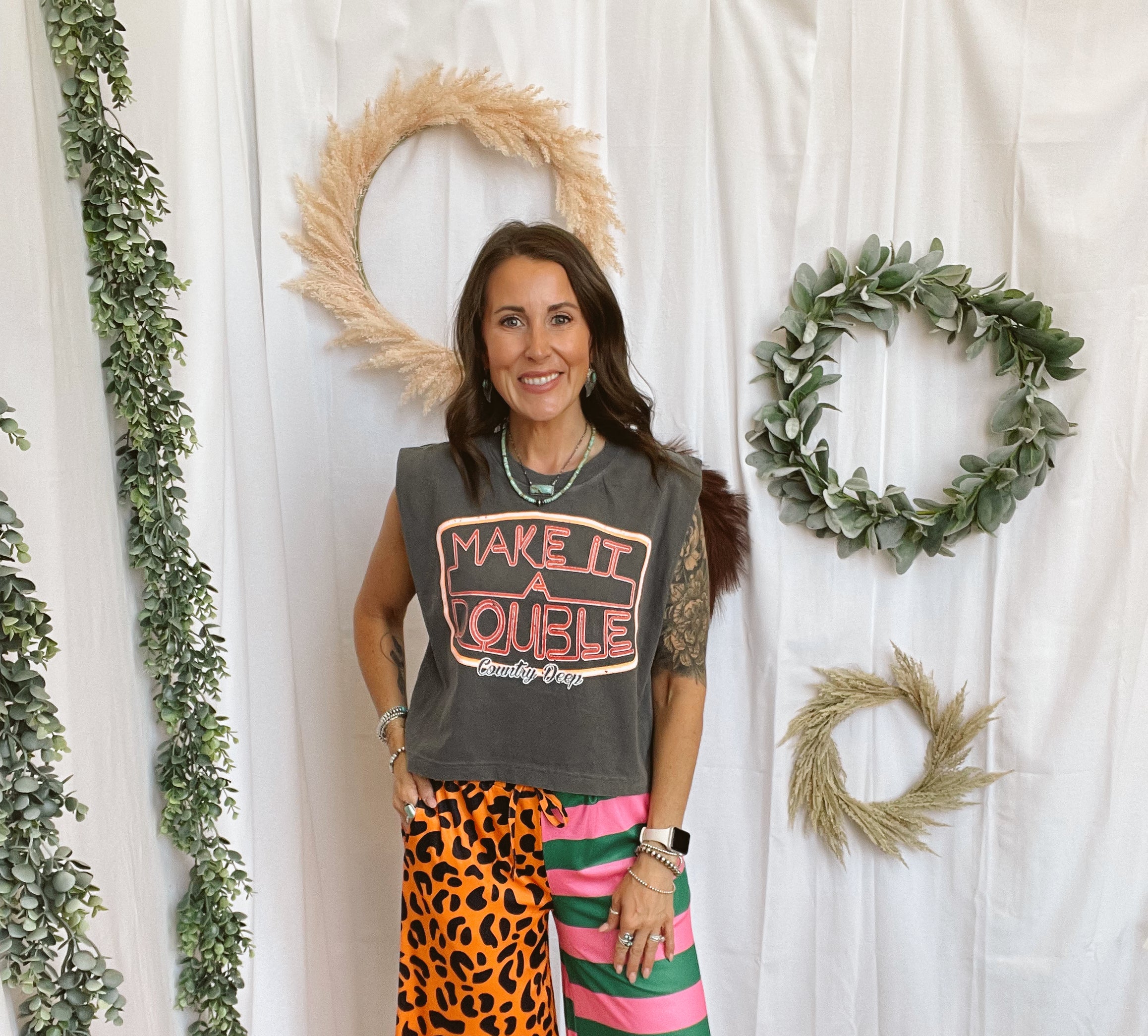 Party Animal Half & Half Cropped Pants-sweatpants-burnt toast-The Silo Boutique, Women's Fashion Boutique Located in Warren and Grand Forks North Dakota