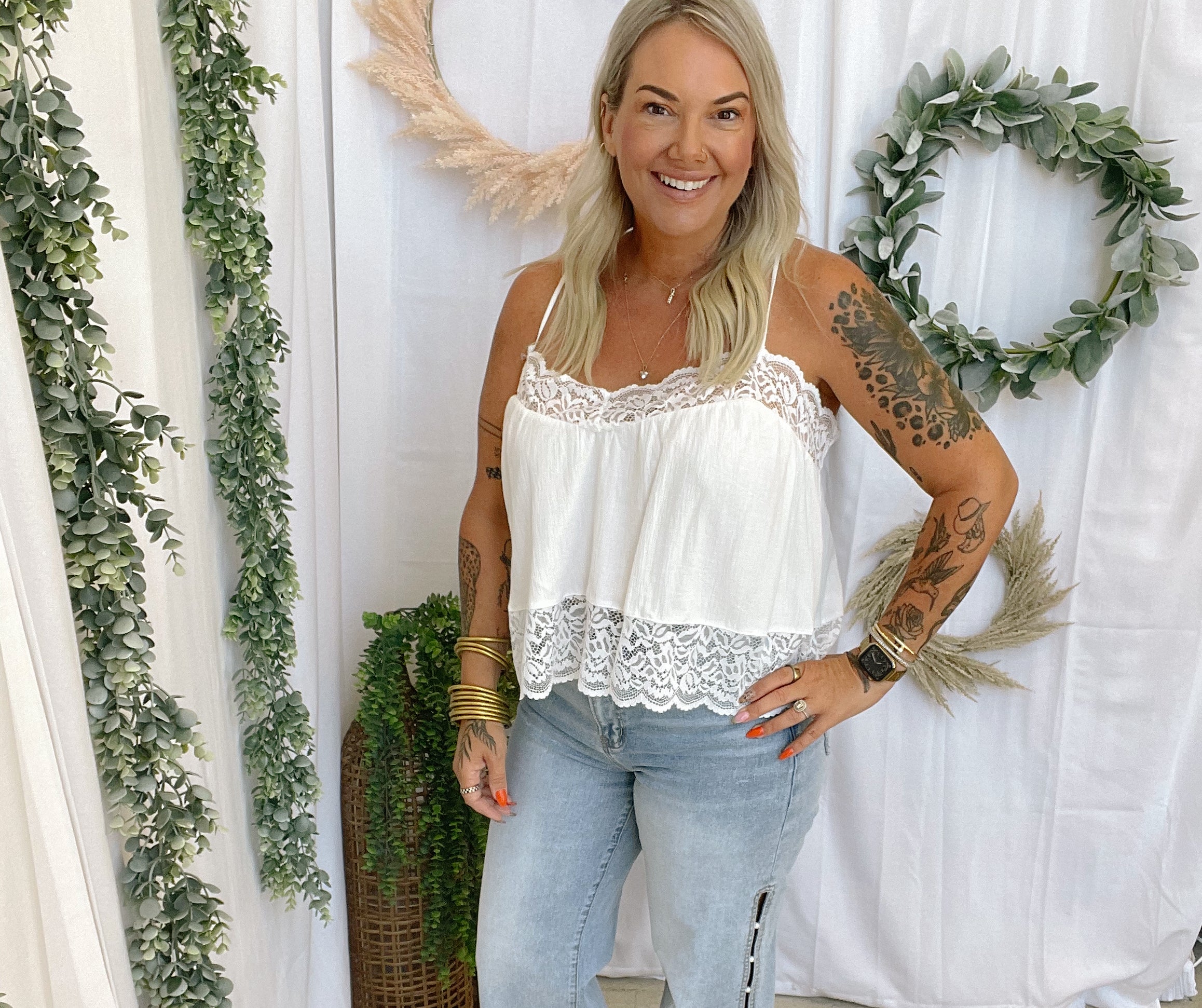 By Together Lace Tank-Tank Tops-by together-The Silo Boutique, Women's Fashion Boutique Located in Warren and Grand Forks North Dakota