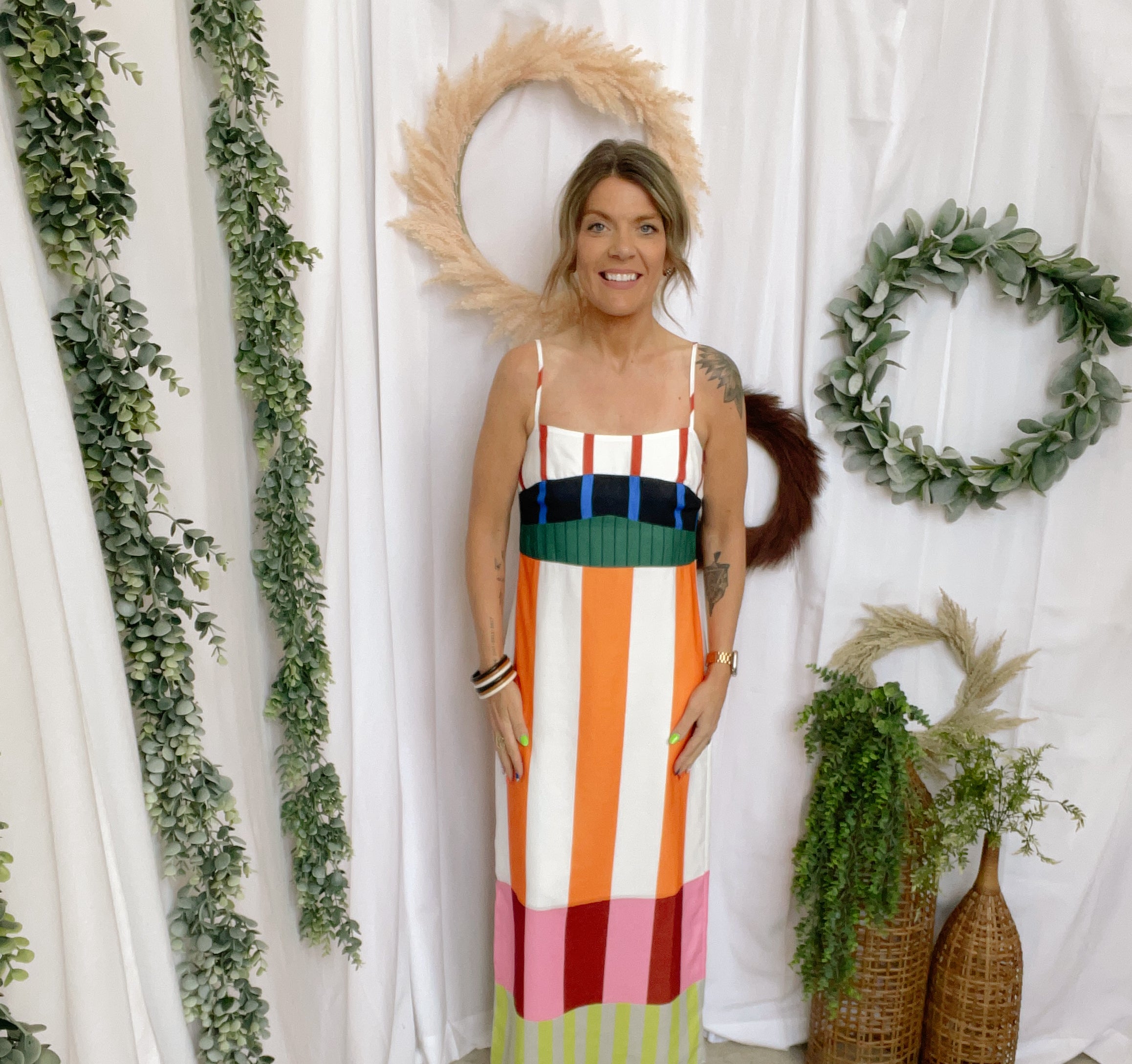 Geometric Striped Tank Maxi Dress-Dresses-sweet genisis-The Silo Boutique, Women's Fashion Boutique Located in Warren and Grand Forks North Dakota