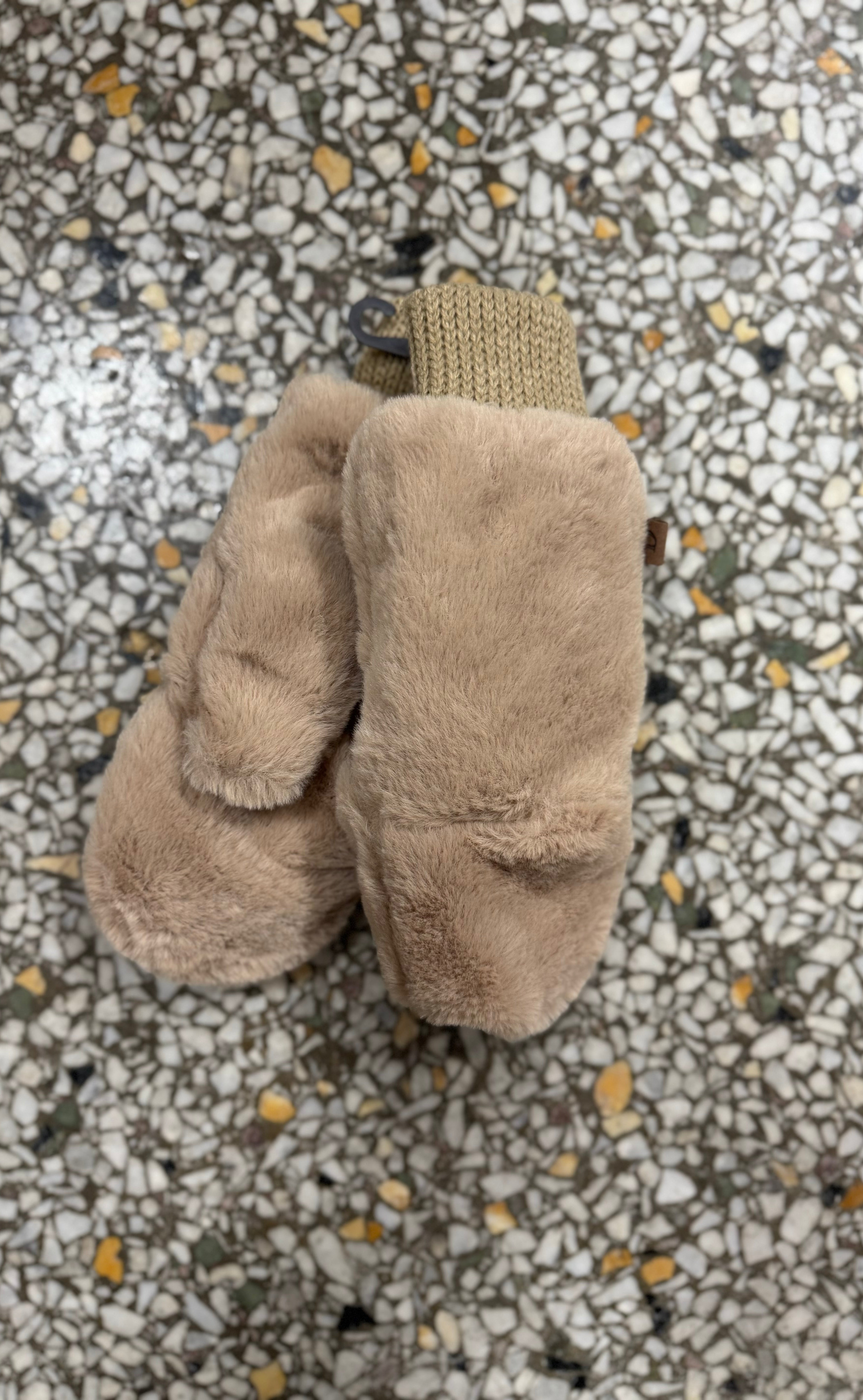 Solid Faux Fur Mittens-Gloves & Mittens-fashion city-The Silo Boutique, Women's Fashion Boutique Located in Warren and Grand Forks North Dakota