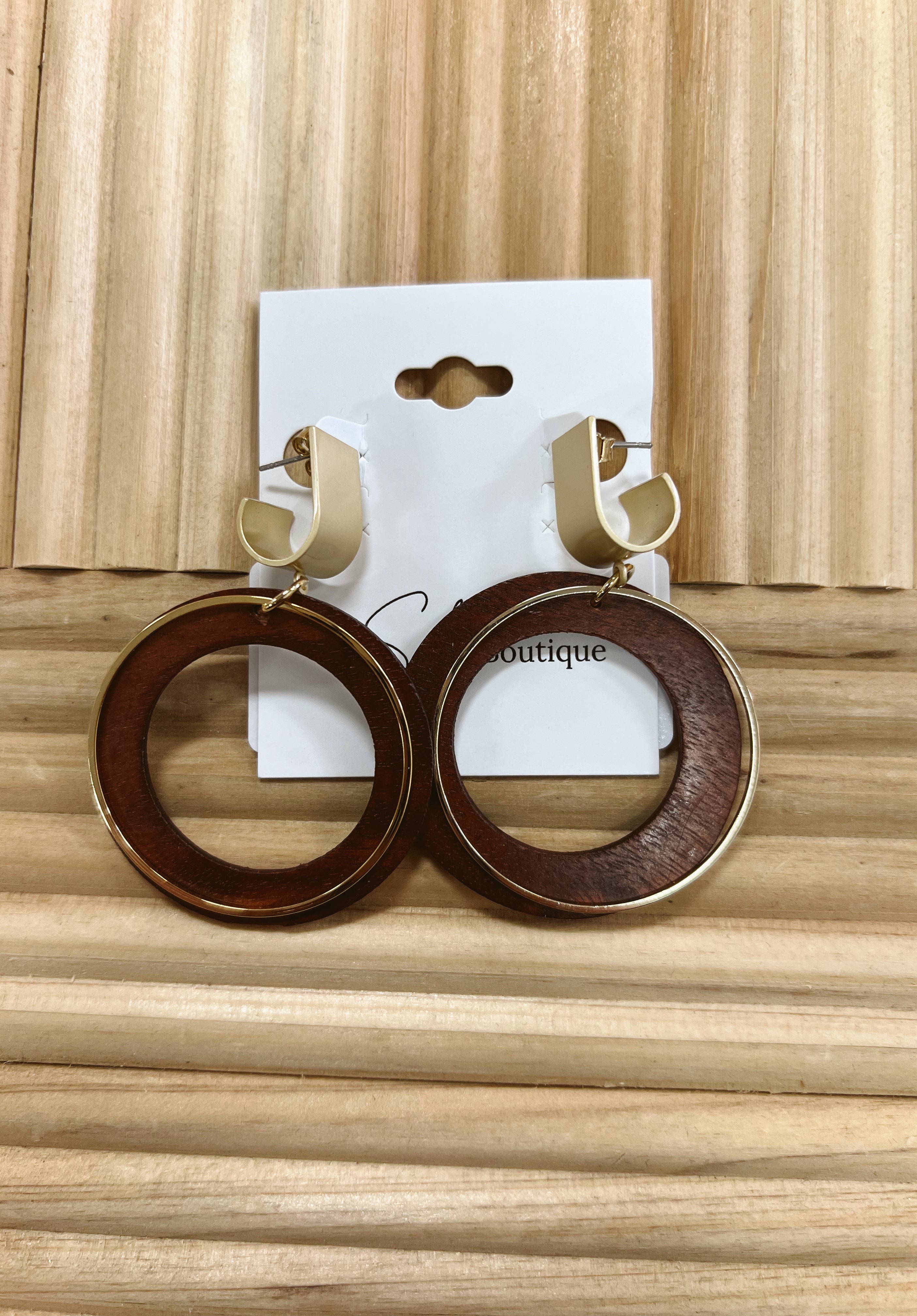 Wooden Circle Hoop Drop Earrings-Earrings-Fame-The Silo Boutique, Women's Fashion Boutique Located in Warren and Grand Forks North Dakota