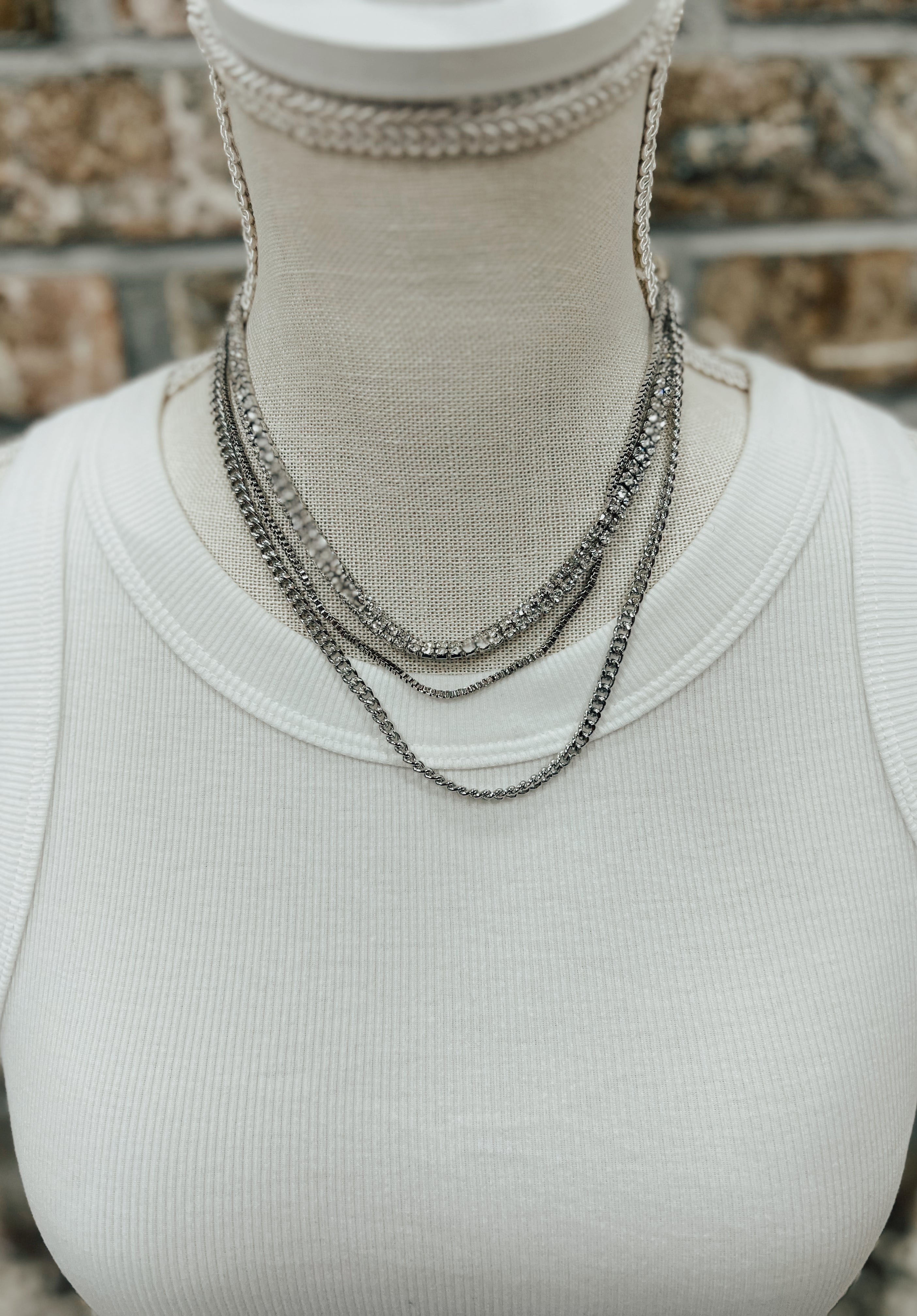 Triple Layered Bib Necklace-Necklaces-wona-The Silo Boutique, Women's Fashion Boutique Located in Warren and Grand Forks North Dakota