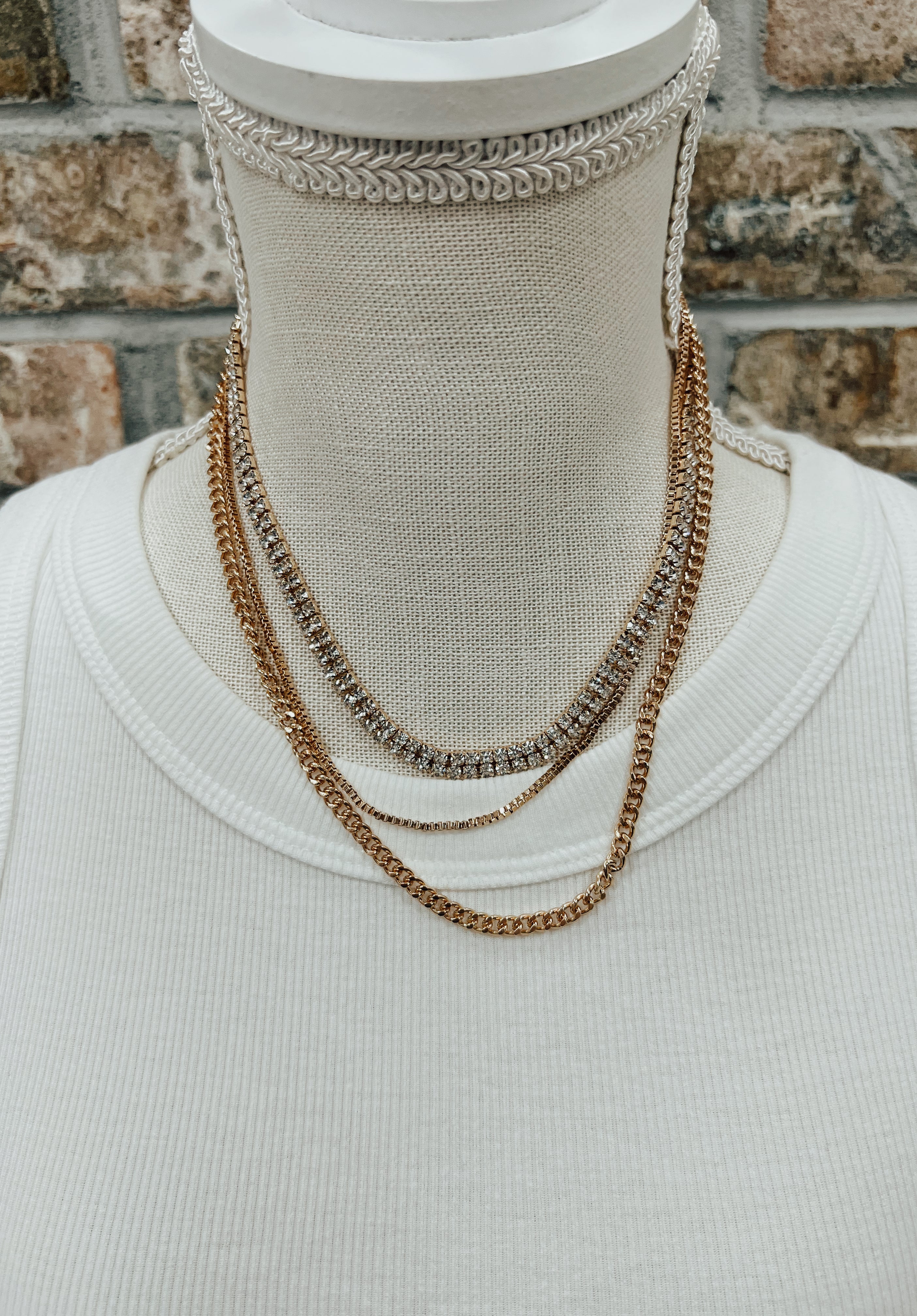 Triple Layered Bib Necklace-Necklaces-wona-The Silo Boutique, Women's Fashion Boutique Located in Warren and Grand Forks North Dakota