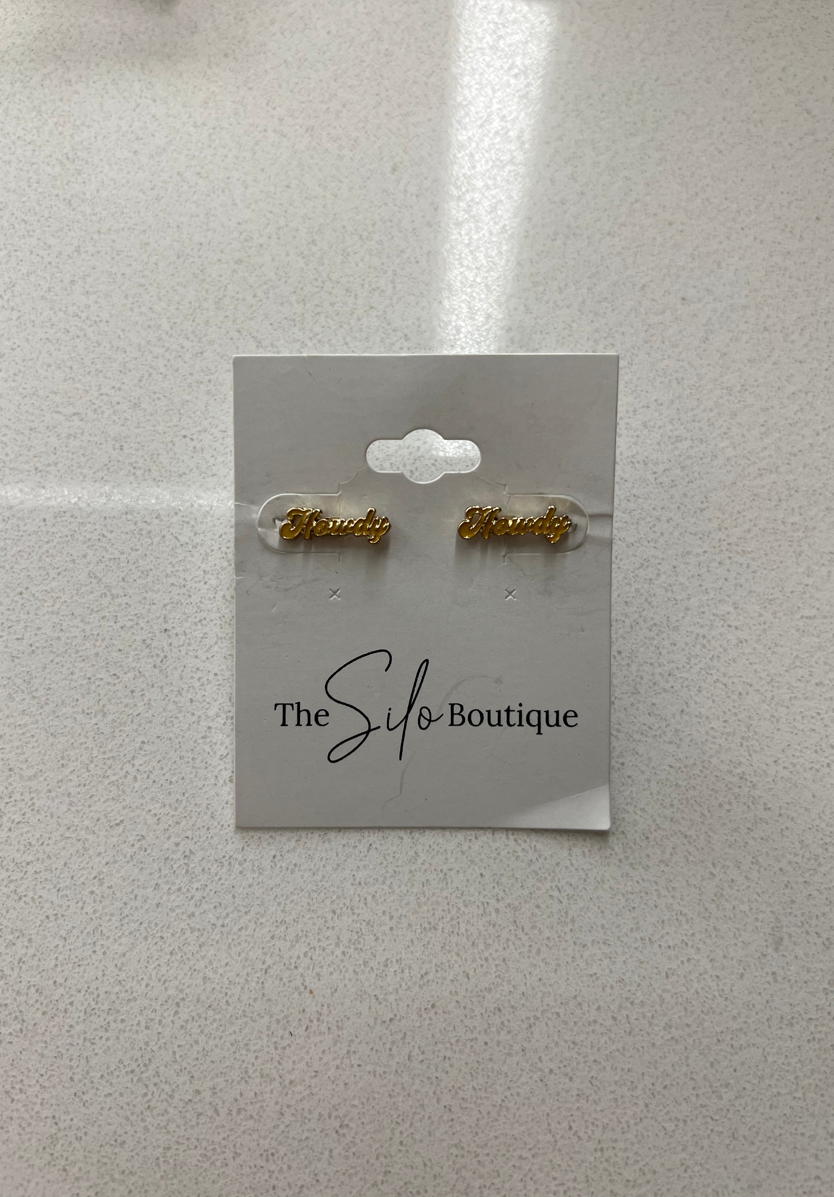 Mini Howdy Earrings-earrings-Dallas Market-The Silo Boutique, Women's Fashion Boutique Located in Warren and Grand Forks North Dakota