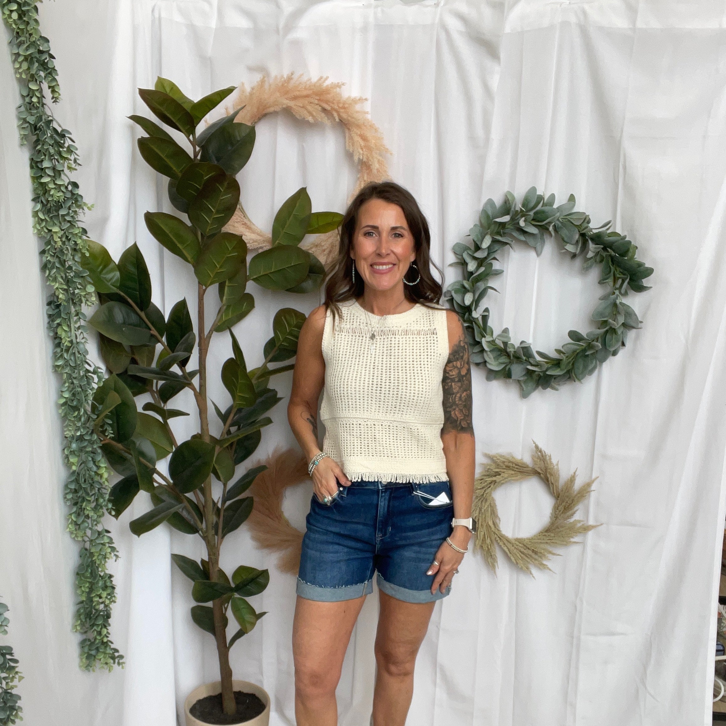 Risen Dark Wash Cuffed Short-Shorts-risen-The Silo Boutique, Women's Fashion Boutique Located in Warren and Grand Forks North Dakota