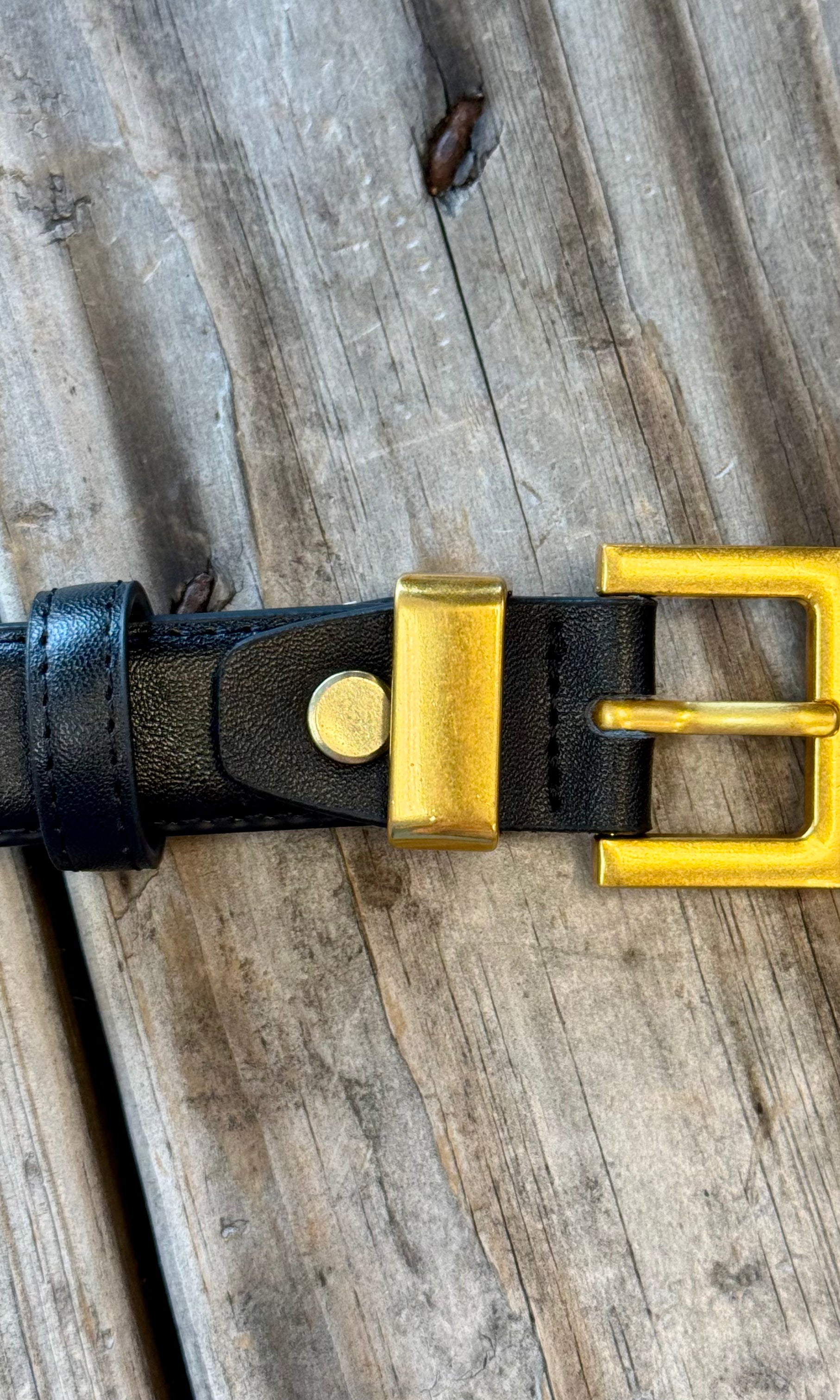 Black Square Leather Belt-Belts-Fame-The Silo Boutique, Women's Fashion Boutique Located in Warren and Grand Forks North Dakota