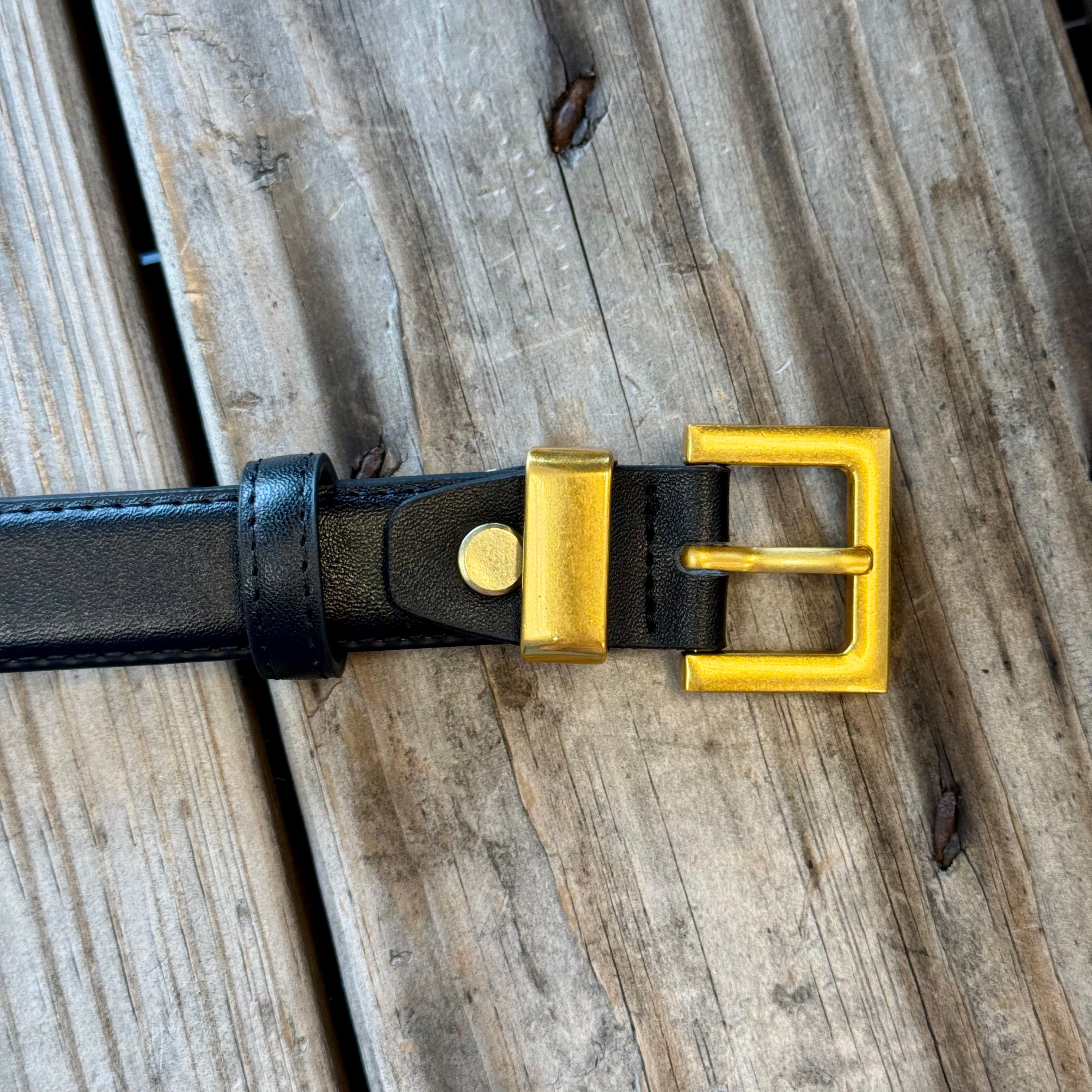 Black Square Leather Belt-Belts-Fame-The Silo Boutique, Women's Fashion Boutique Located in Warren and Grand Forks North Dakota