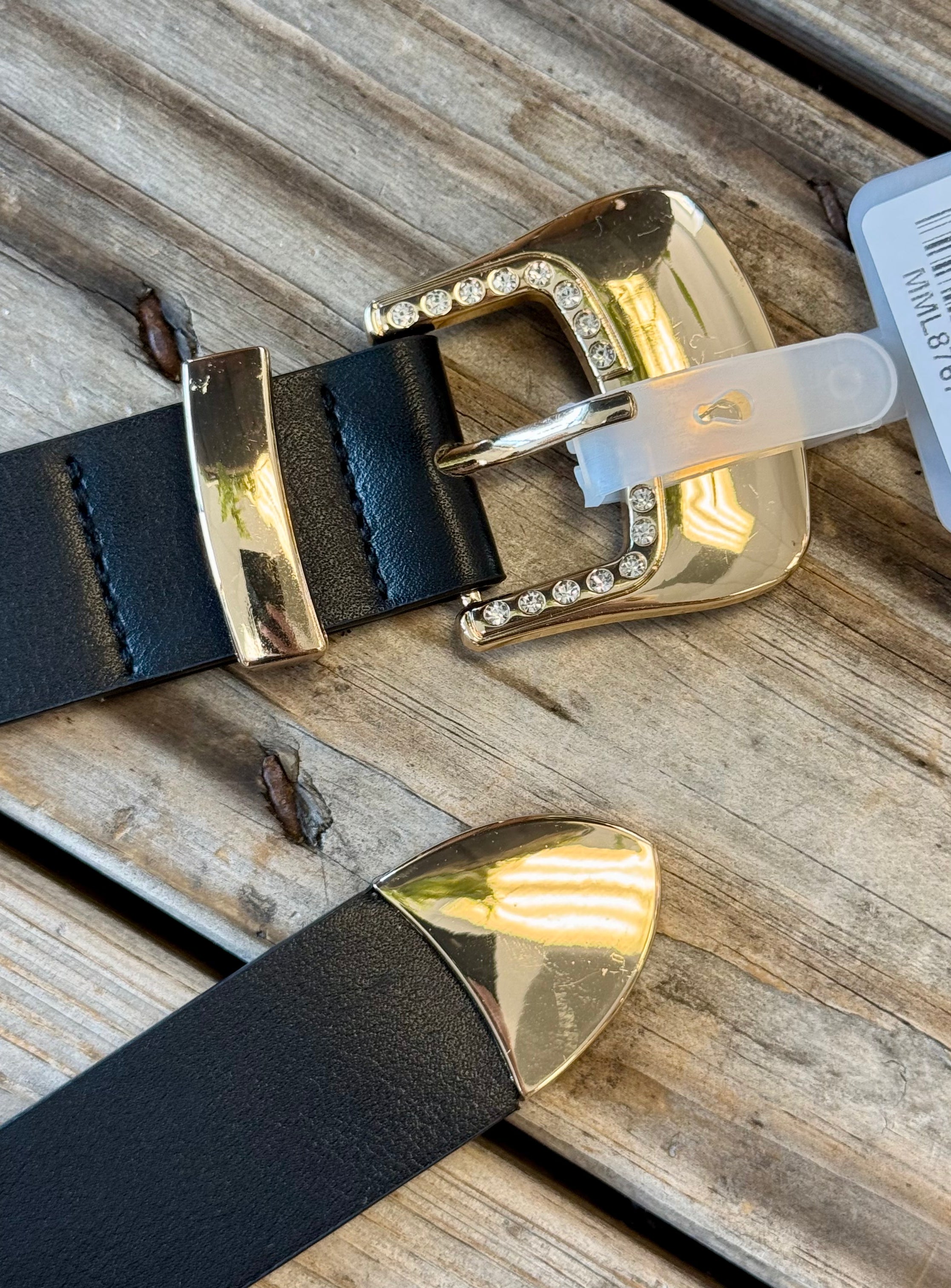 Rhinestone Buckle Belt-Belts-Fame-The Silo Boutique, Women's Fashion Boutique Located in Warren and Grand Forks North Dakota