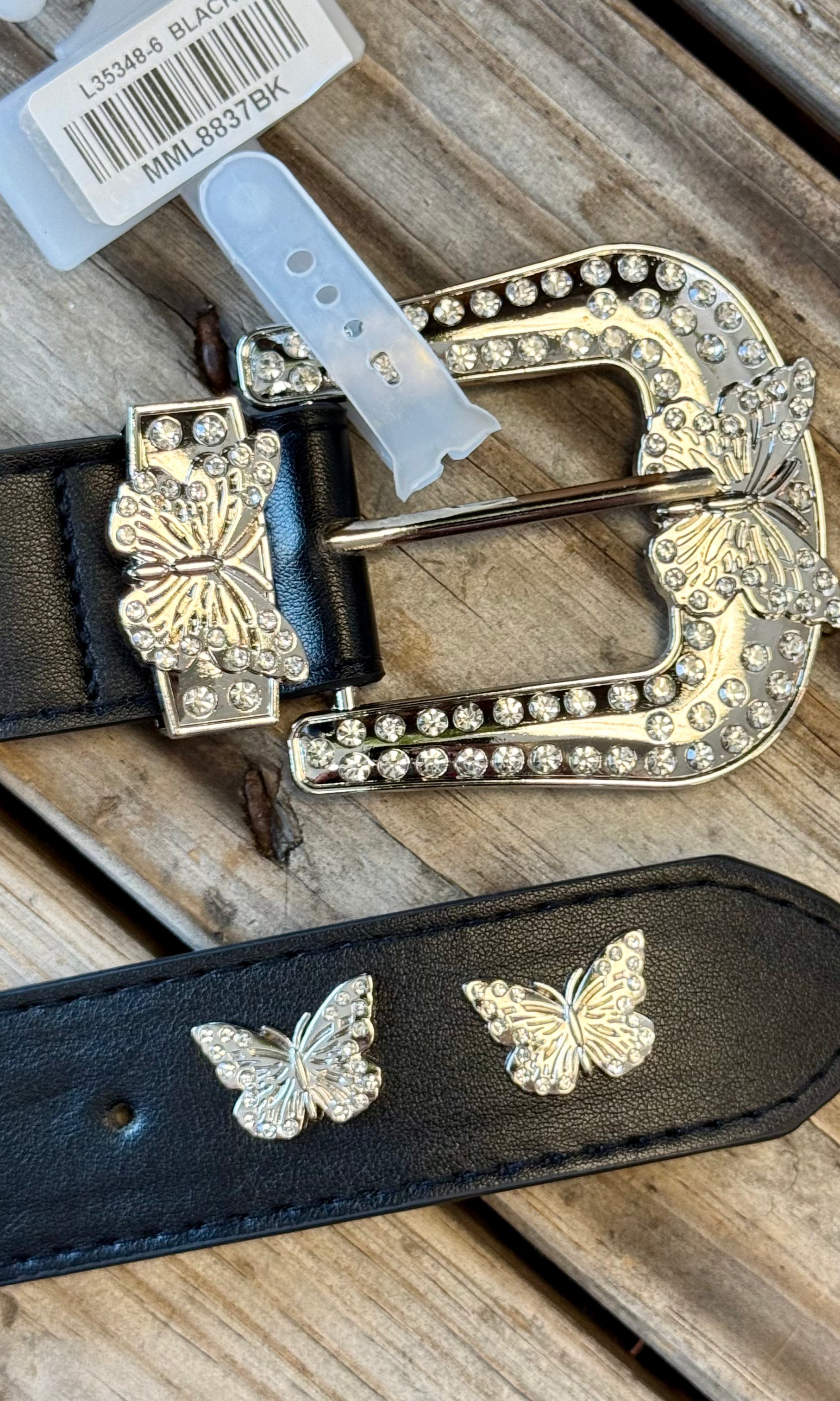 Rhinestone Butterfly Belt-Belts-Fame-The Silo Boutique, Women's Fashion Boutique Located in Warren and Grand Forks North Dakota
