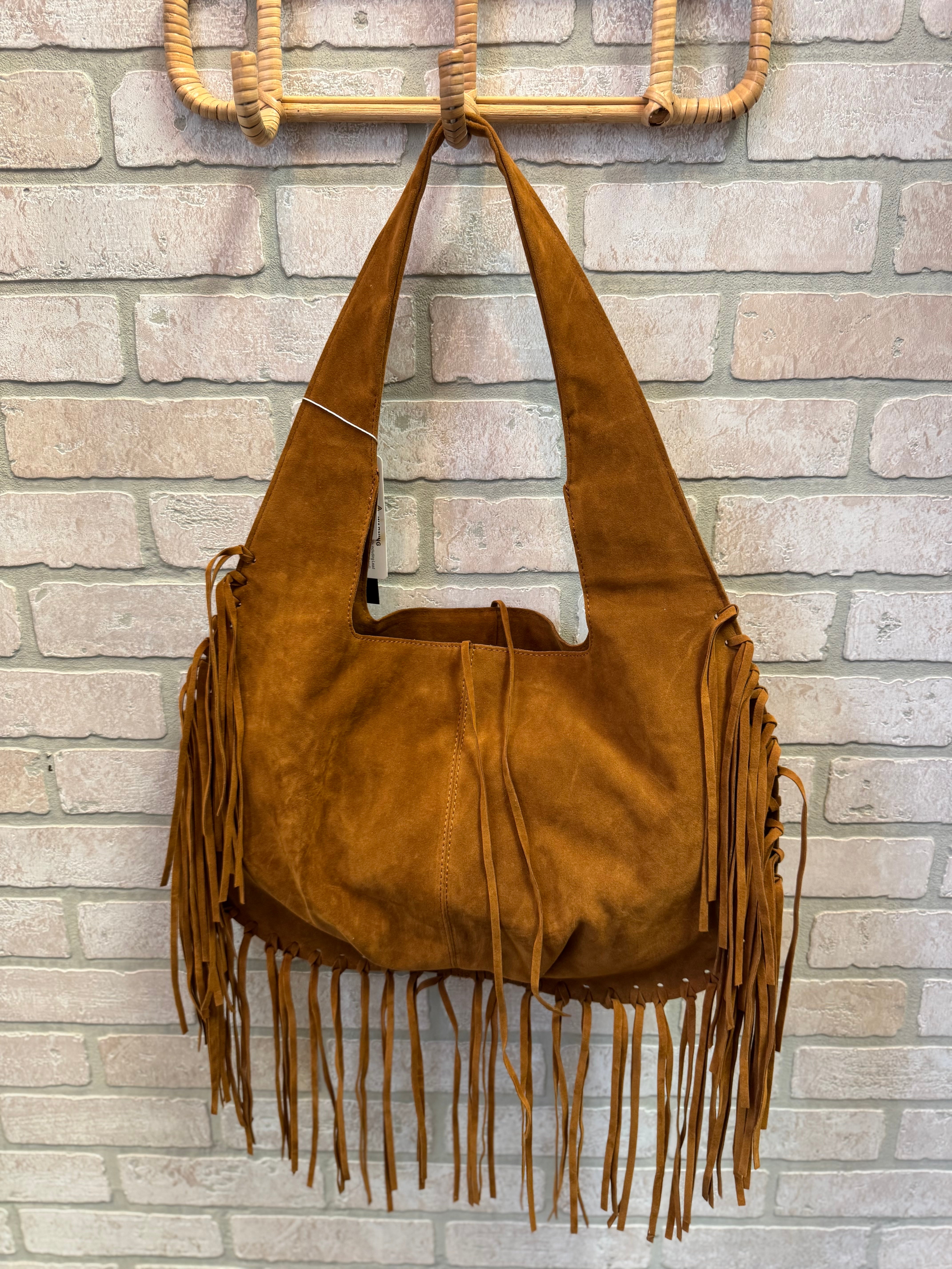 Fringe Hobo Purse-Brown-Purses-Fame-The Silo Boutique, Women's Fashion Boutique Located in Warren and Grand Forks North Dakota