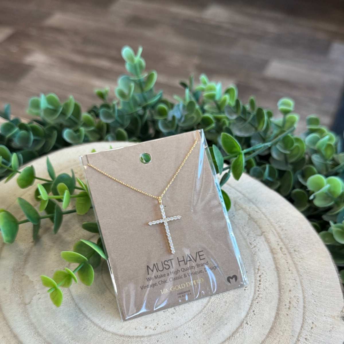 Must Have Pave Cross Pendant Necklace-Necklaces-Fame-The Silo Boutique, Women's Fashion Boutique Located in Warren and Grand Forks North Dakota