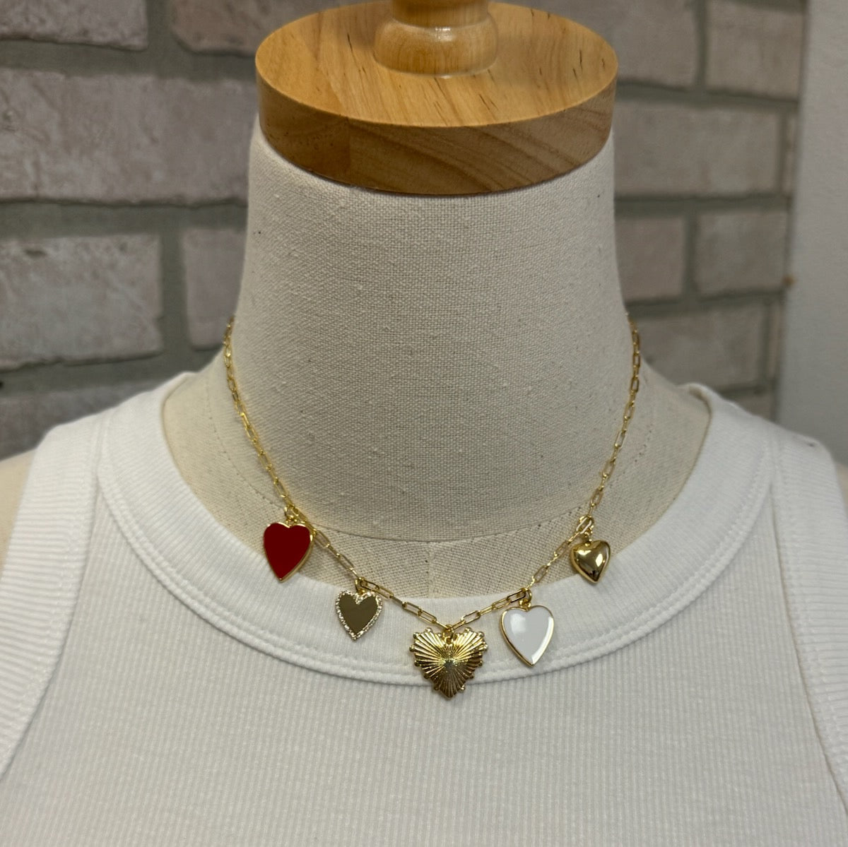 Gold Dipped 5 Hearts Necklace-Necklaces-Fame-The Silo Boutique, Women's Fashion Boutique Located in Warren and Grand Forks North Dakota