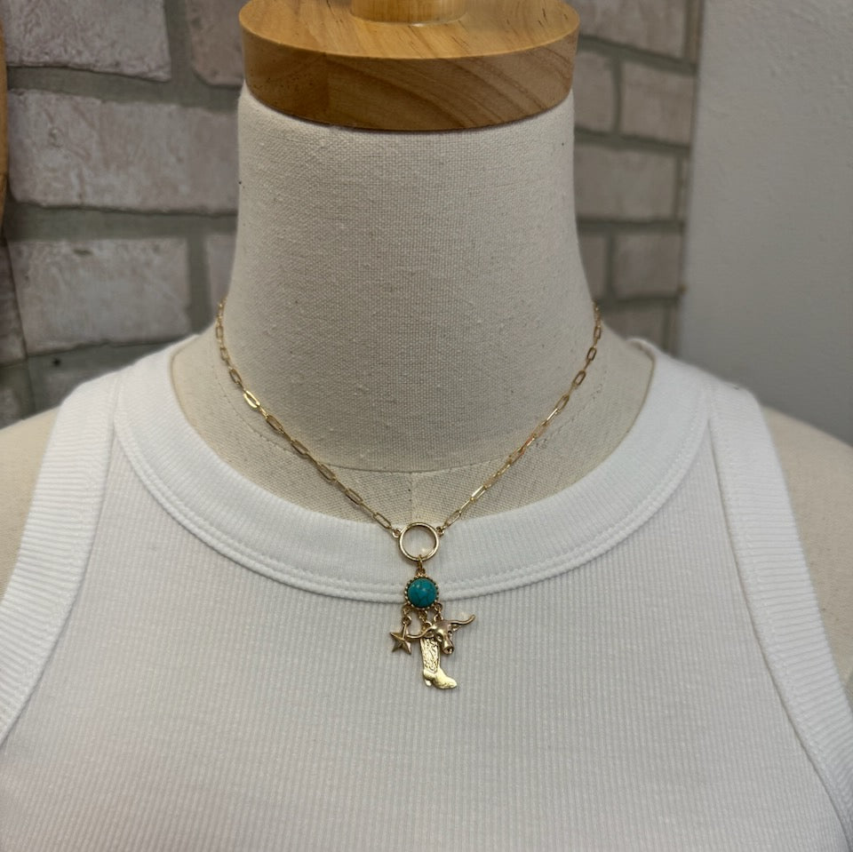 Western Charm and Turquoise Necklace-Necklaces-Fame-The Silo Boutique, Women's Fashion Boutique Located in Warren and Grand Forks North Dakota
