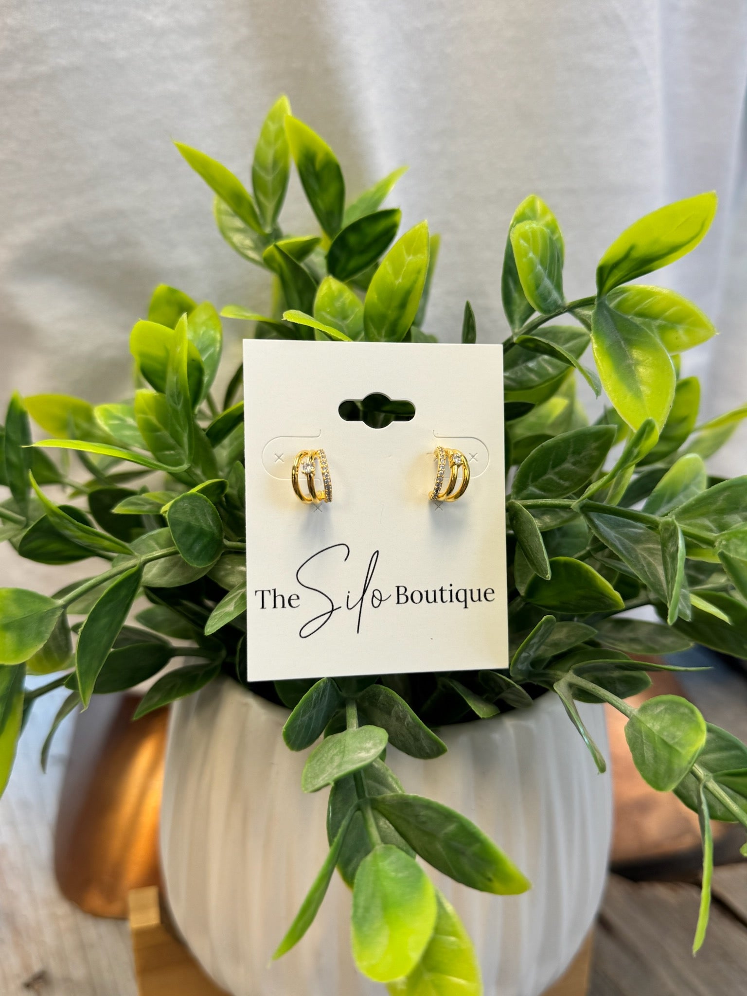 Pave Layered Hoop-Earrings-Fame-The Silo Boutique, Women's Fashion Boutique Located in Warren and Grand Forks North Dakota